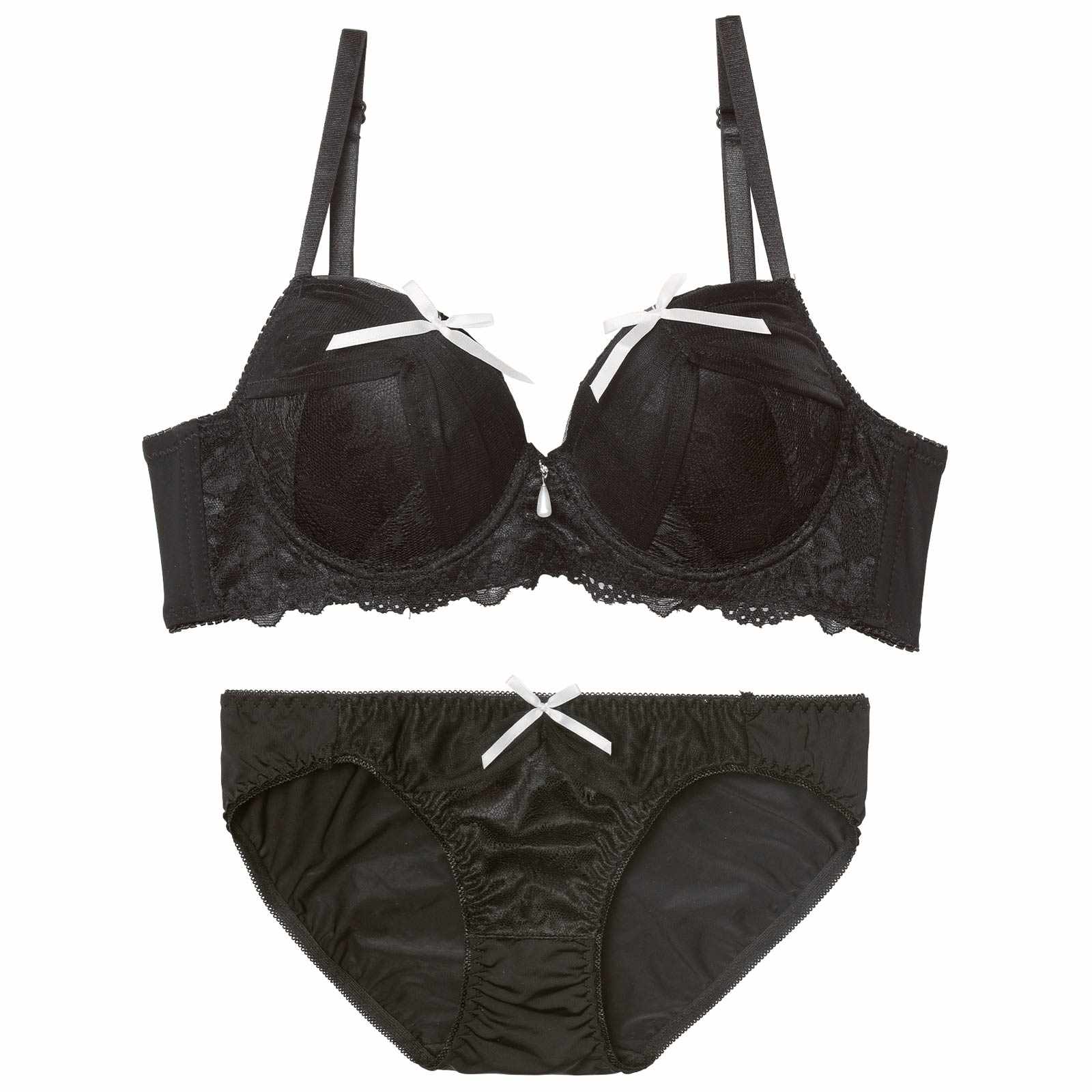 11/21新作!ヴェールリボンチュール育乳脇高ブラジャー&フルバックショーツ