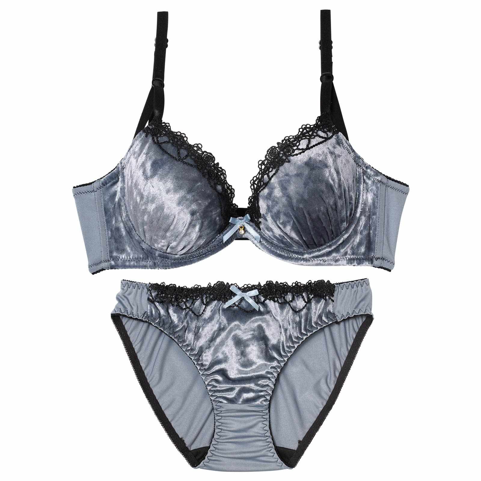 11/22再販!ラグジュアリーベロアローズ育乳脇高ブラジャー&フルバックショーツ