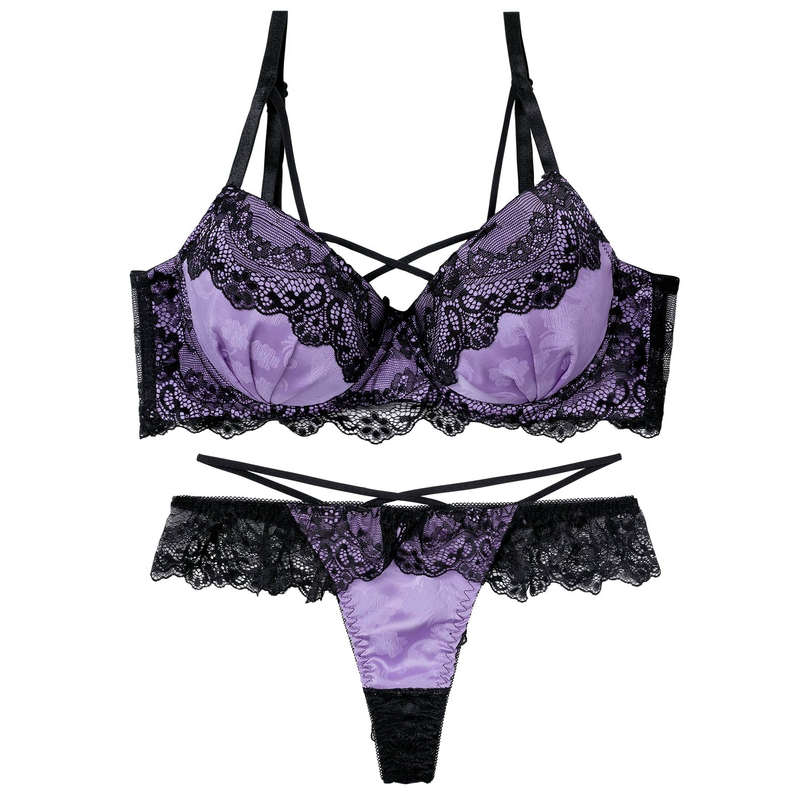 ヴィーナスレーシィクロス育乳脇高ブラジャー&バック透けTバックショーツ