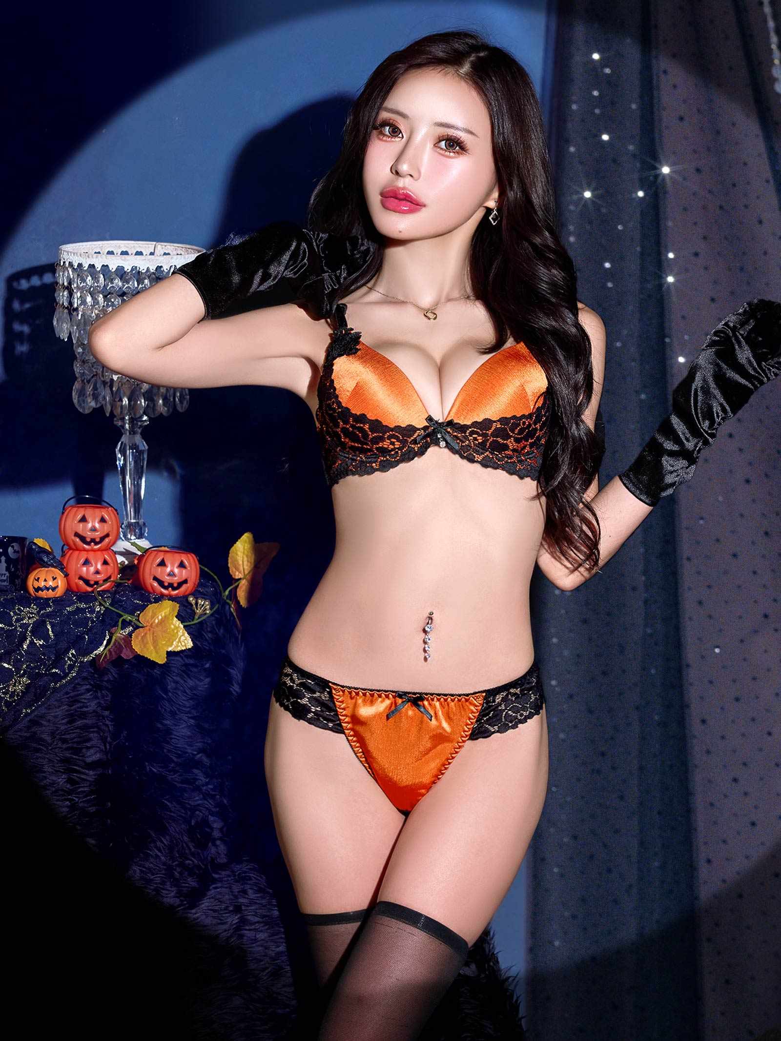 10/13新作!【EFサイズ】ナイトメアレースブラジャー&Tバックショーツ