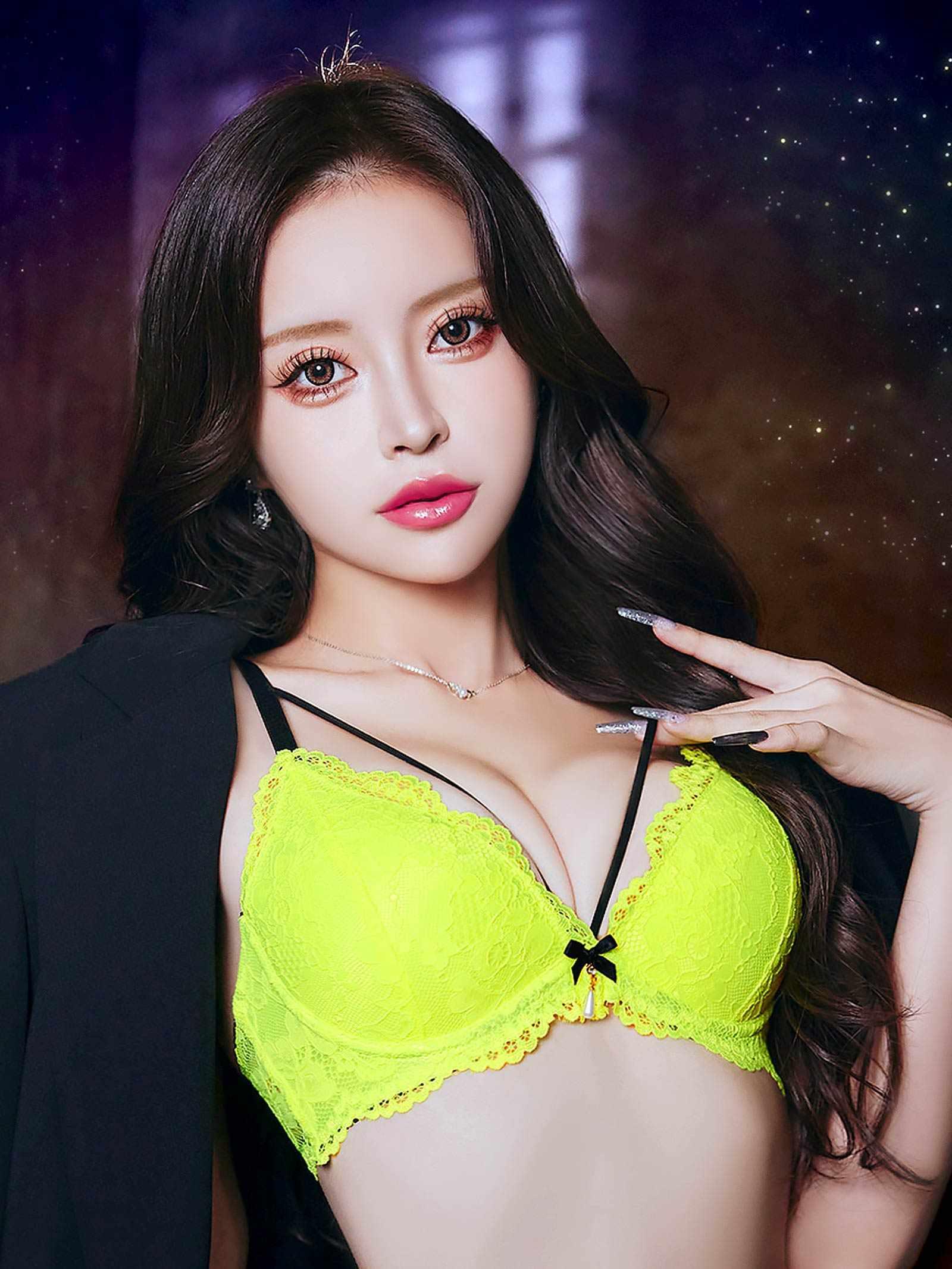 2/11新作!ネオンカラーレースコードブラジャー&バック透けフルバックショーツ