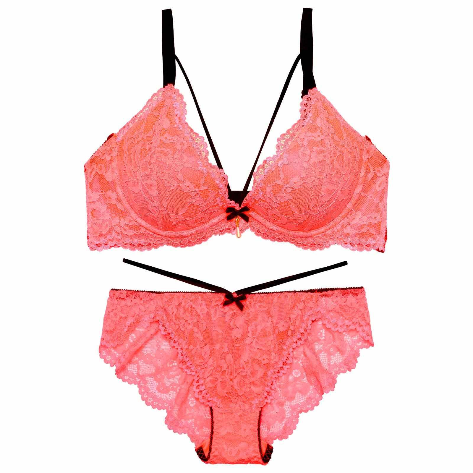 2/11新作!ネオンカラーレースコードブラジャー&バック透けフルバックショーツ