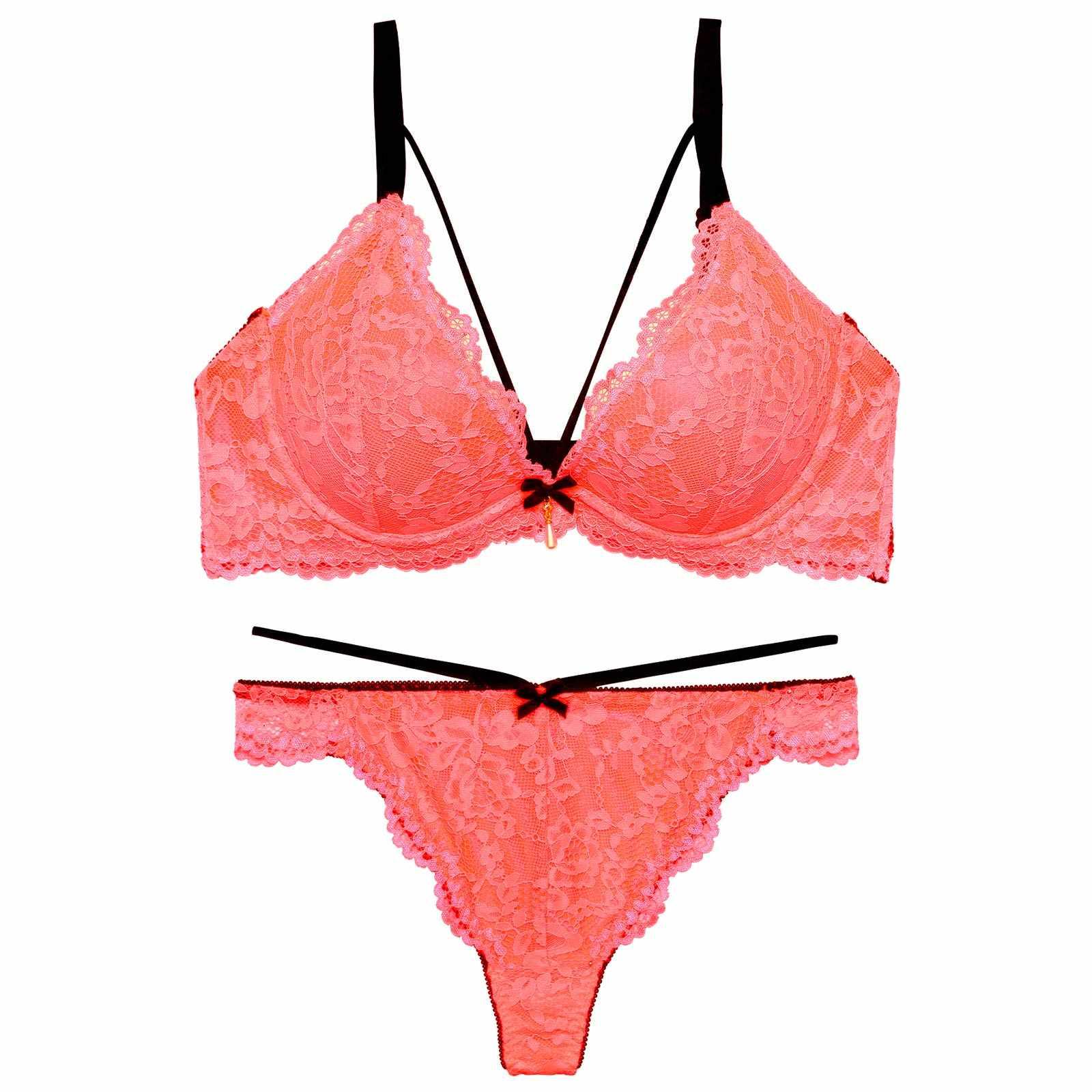 2/11新作!ネオンカラーレースコードブラジャー&バック透けTバックショーツ