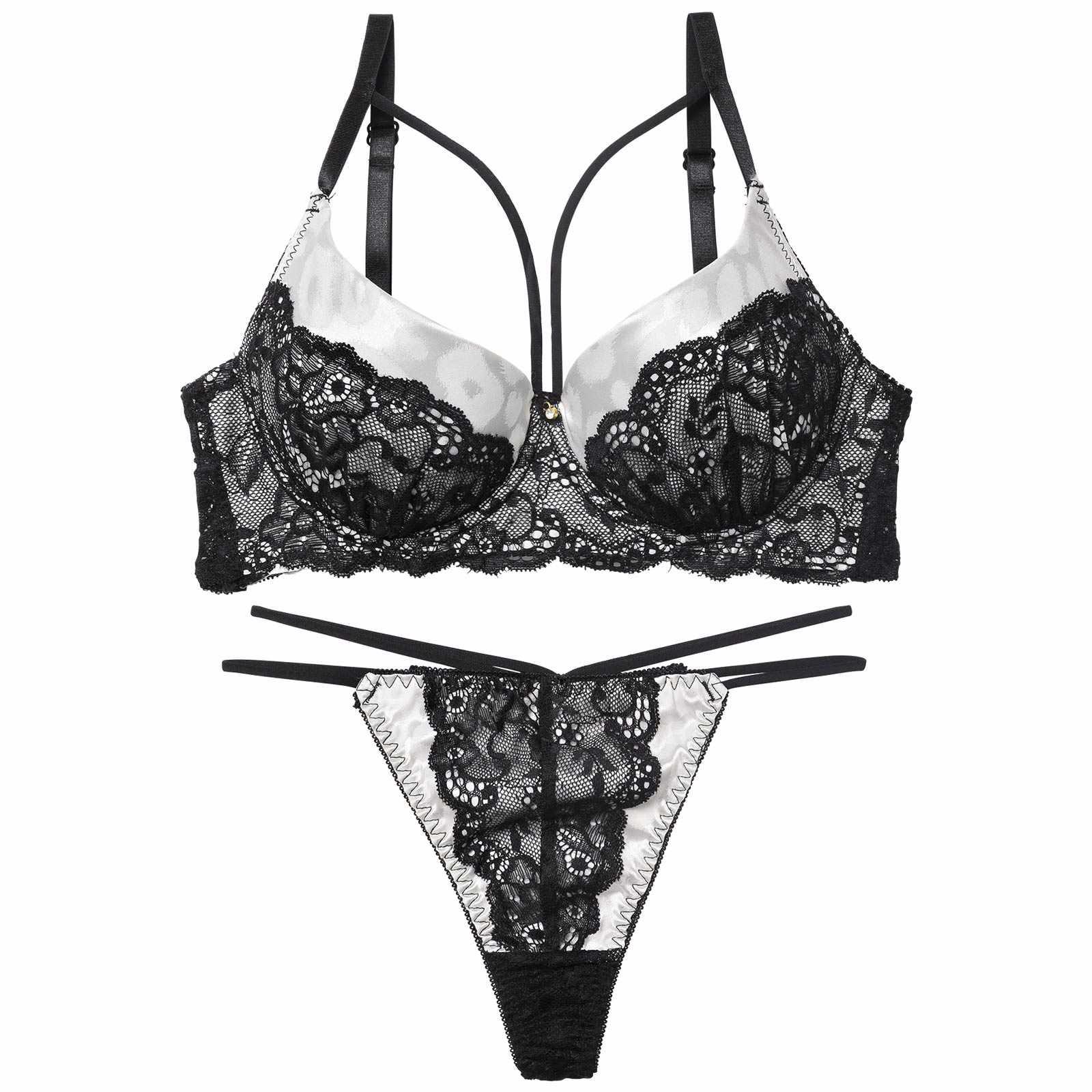 sexyサテンレオパードブラジャー&バック透けTバックショーツ