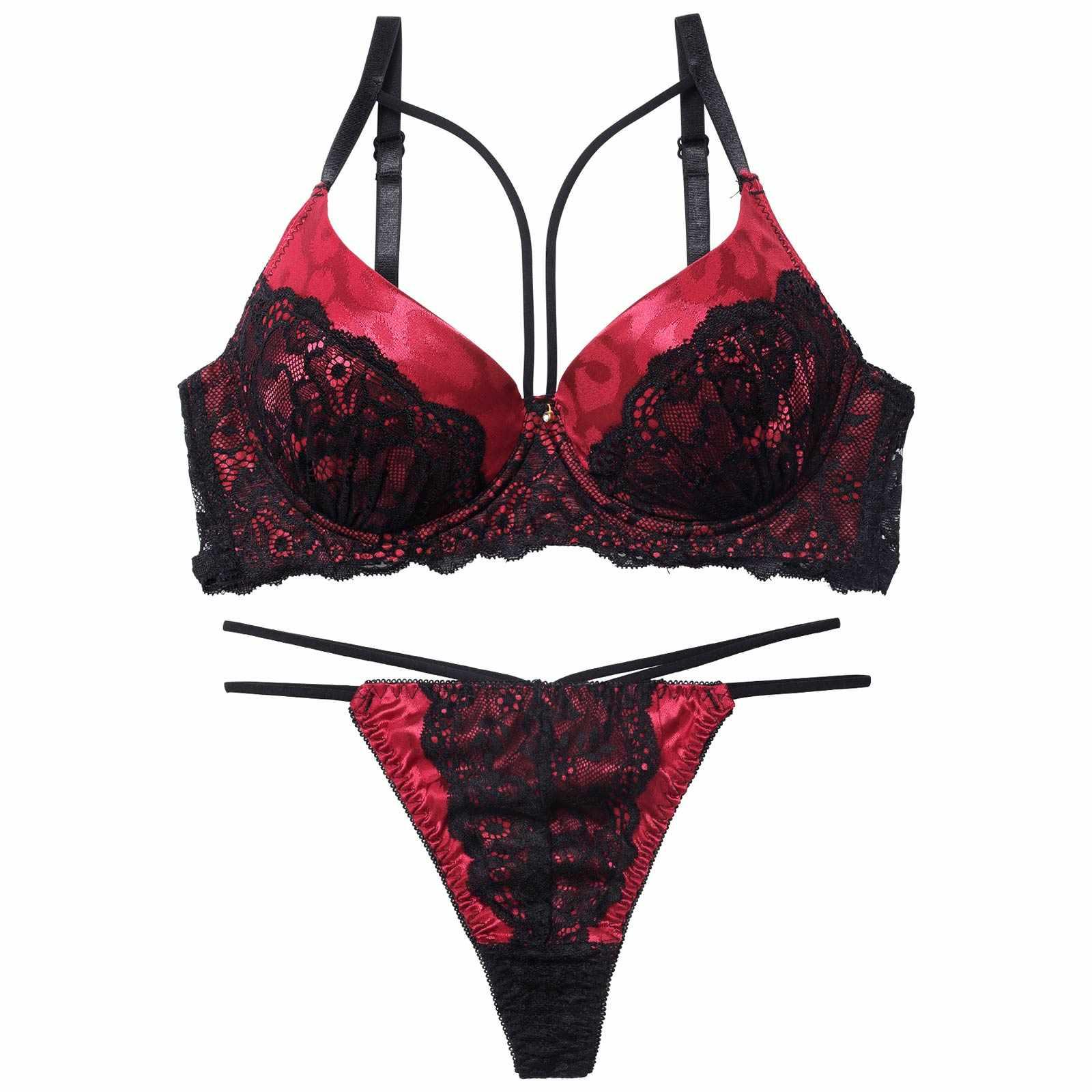 sexyサテンレオパードブラジャー&バック透けTバックショーツ