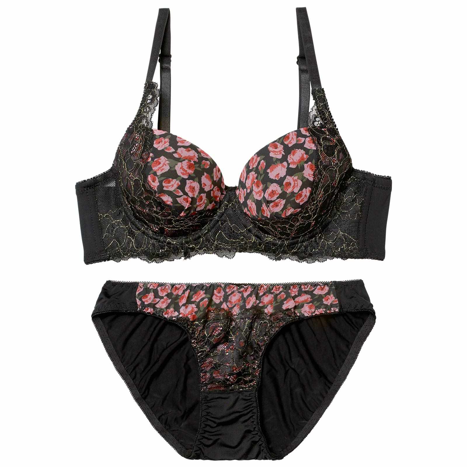 1/12新作!ロージーフルールレース育乳脇高ブラジャー&フルバックショーツ