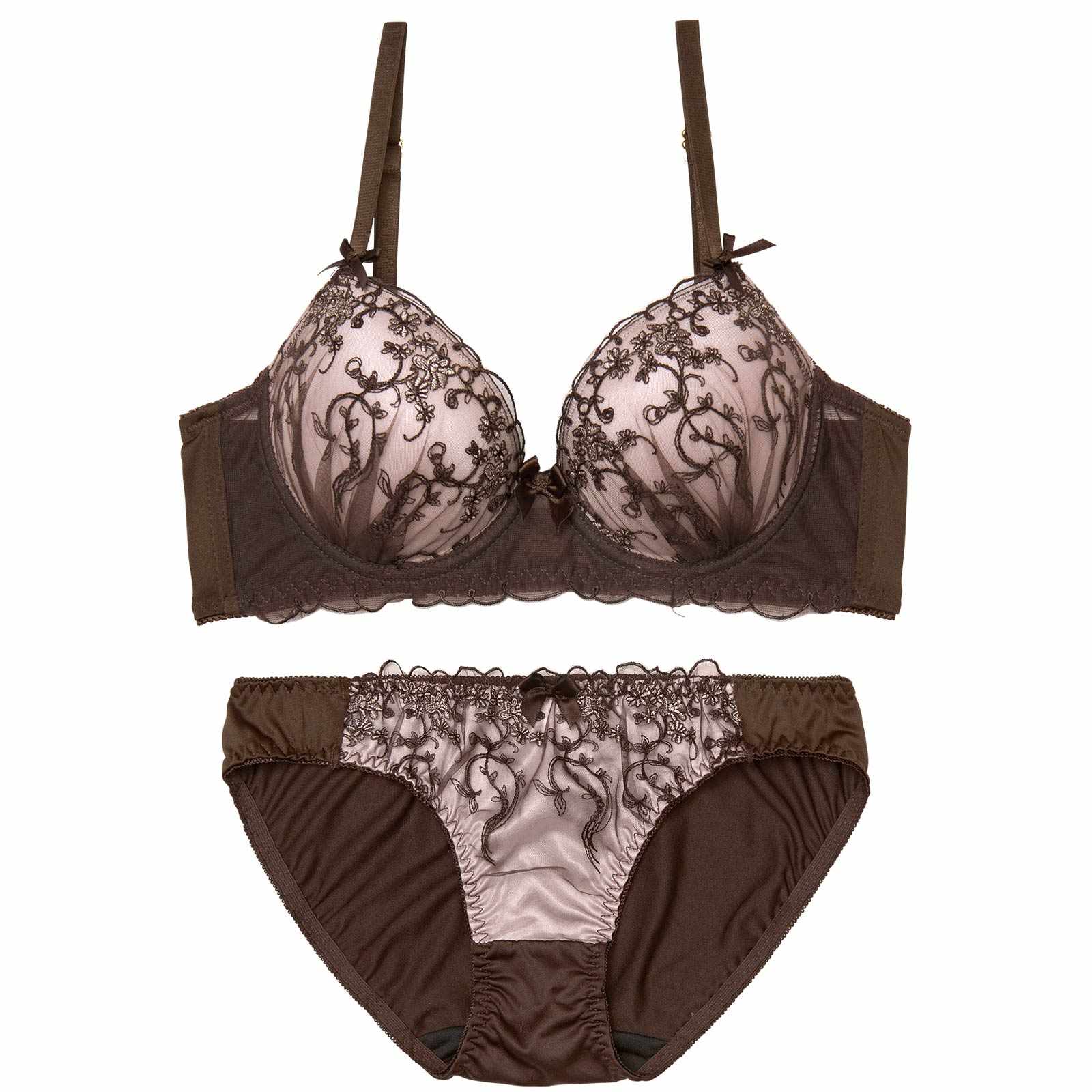 2/18新作!ダスティフラワーチュール育乳脇高ブラジャー&フルバックショーツ