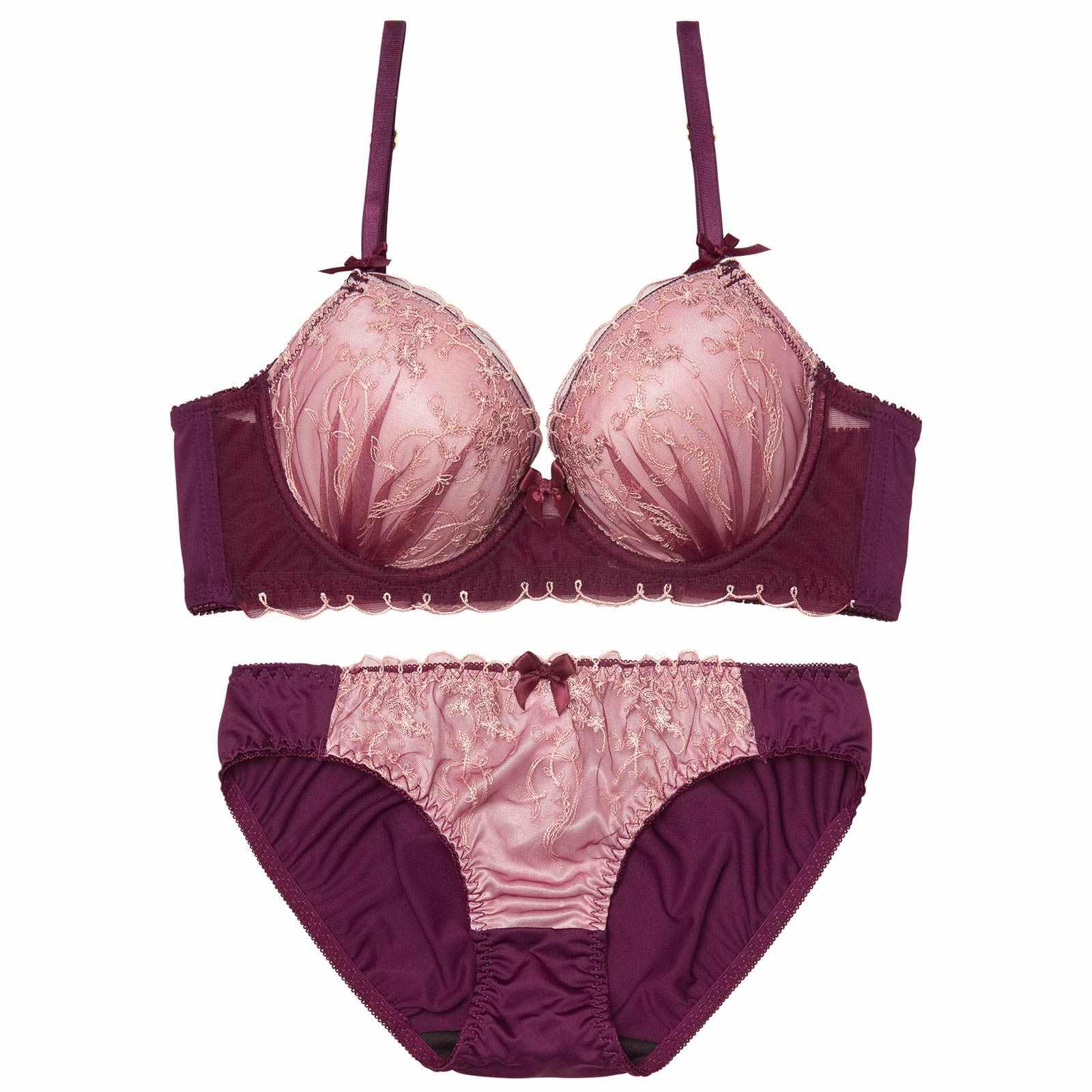 2/18新作!ダスティフラワーチュール育乳脇高ブラジャー&フルバックショーツ