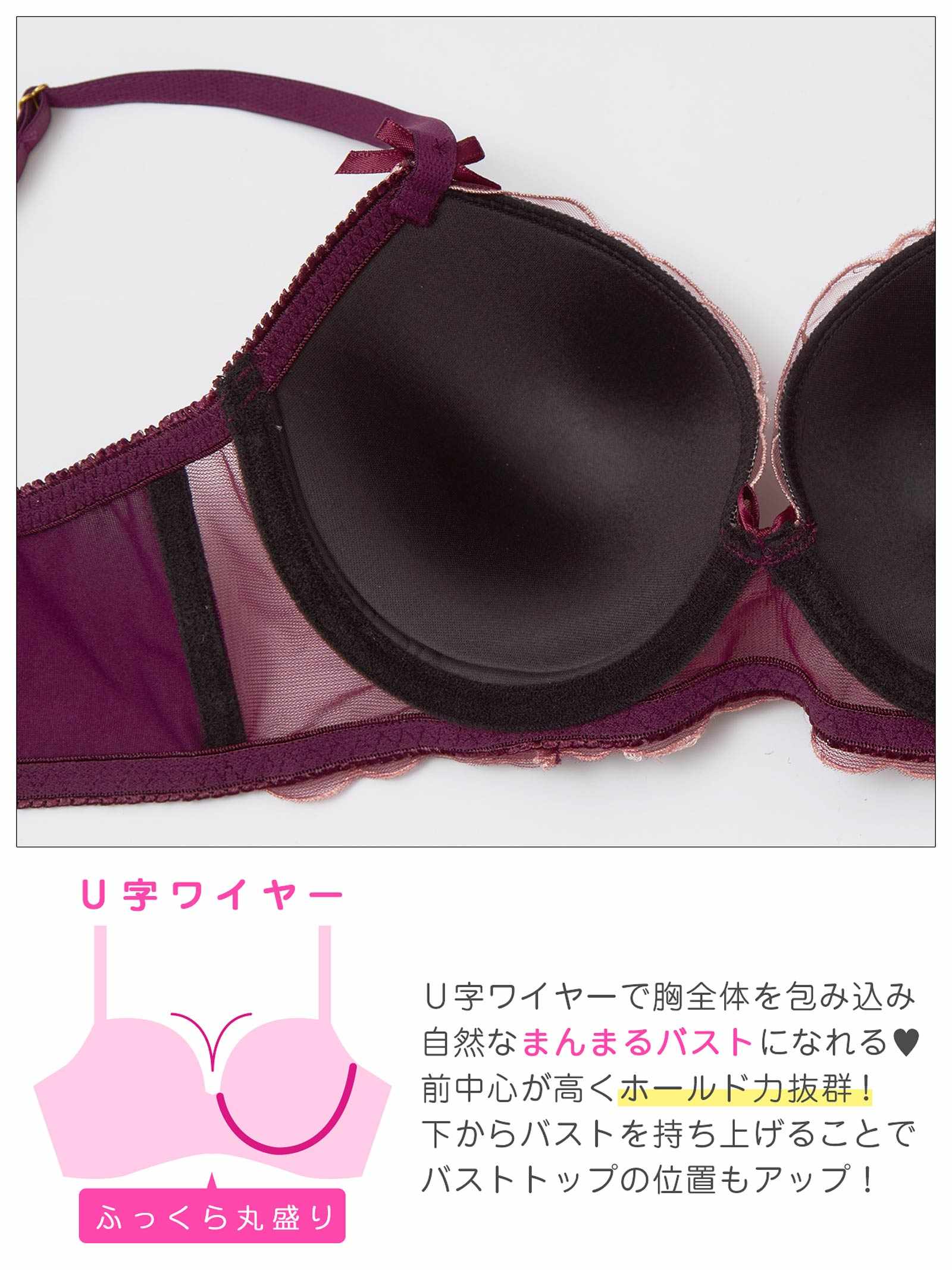 2/18新作!ダスティフラワーチュール育乳脇高ブラジャー&フルバックショーツ