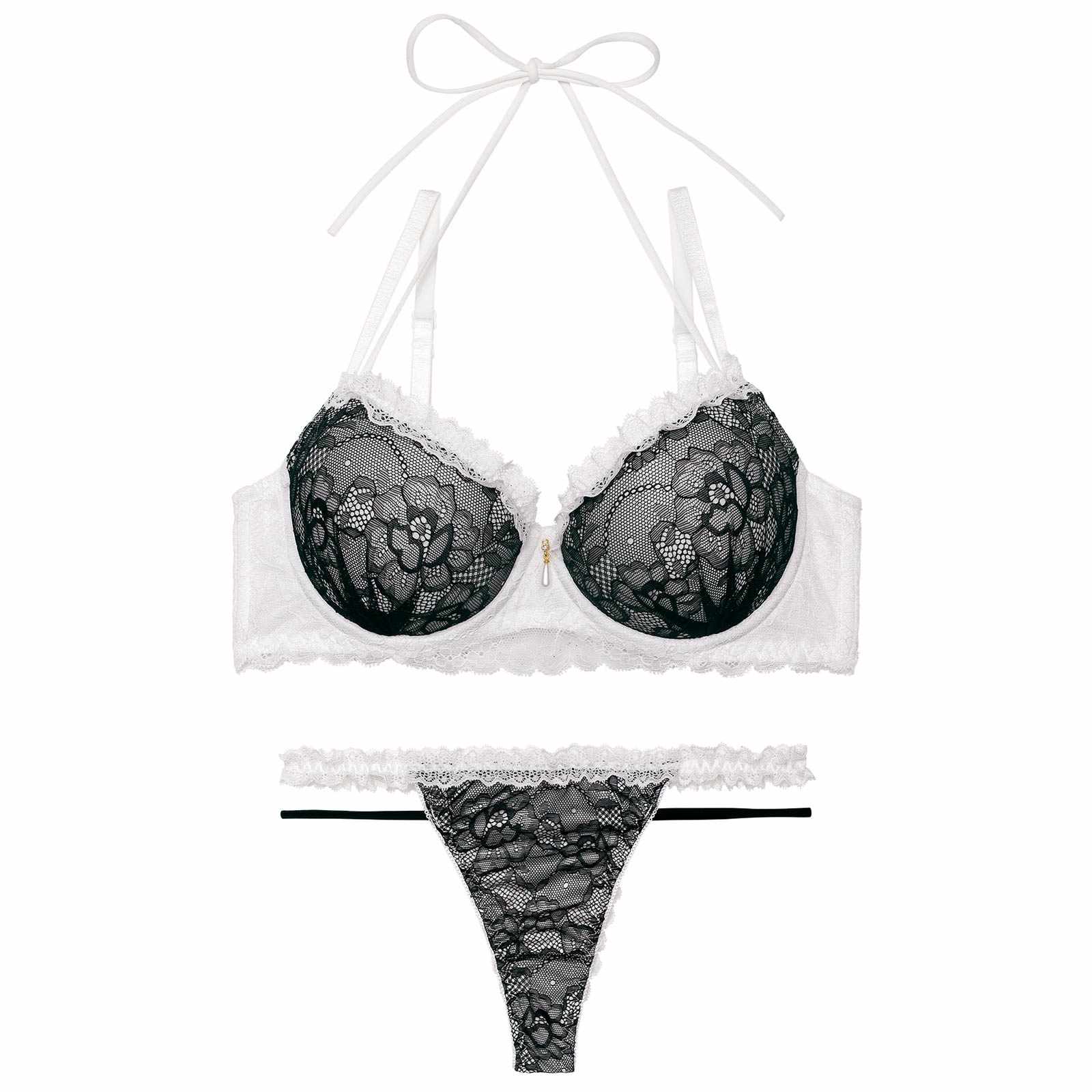 1/28新作!ブルームレーシィホルターネックブラジャー&バック透けTバックショーツ