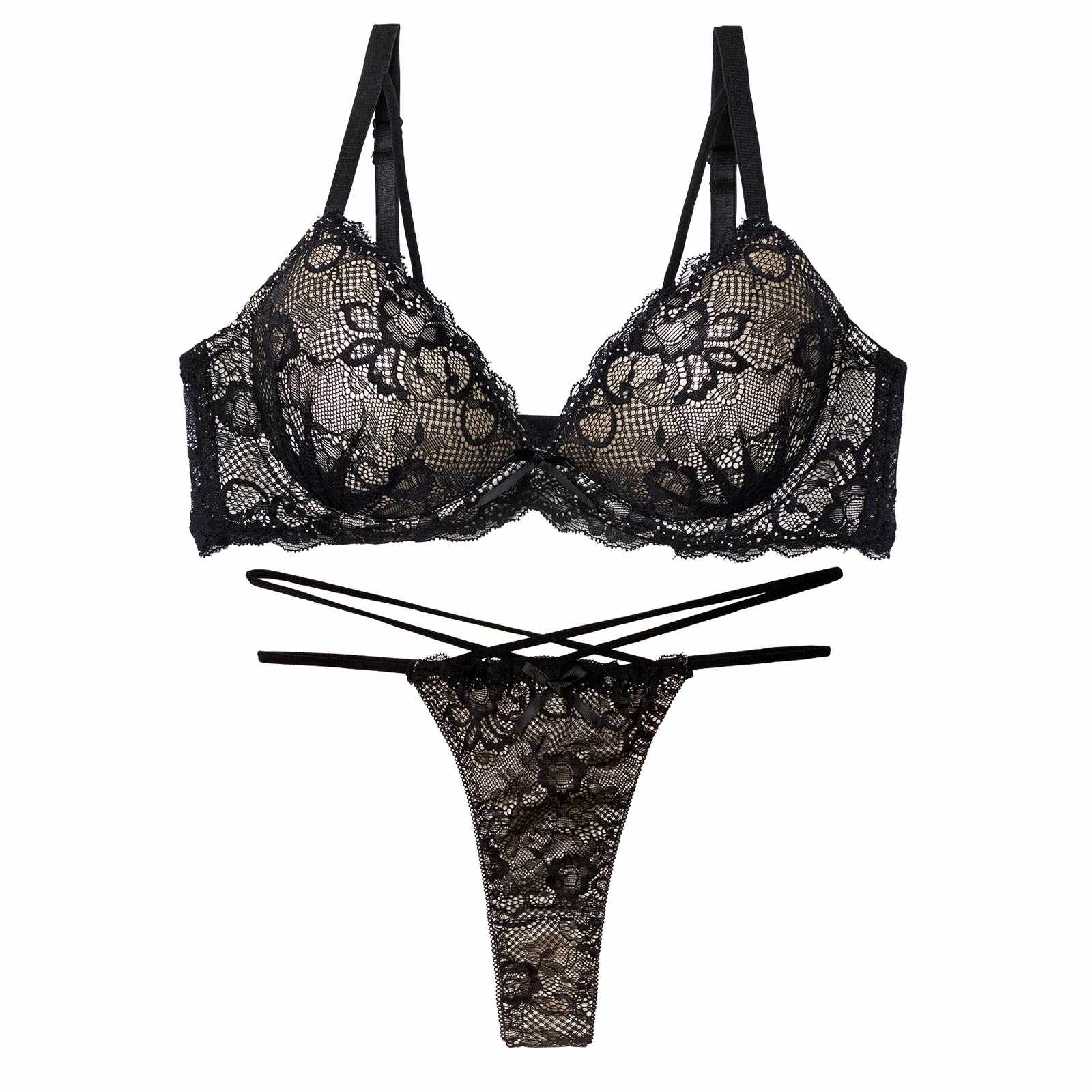 1/26新作!エターナルヌーディーレースブラジャー&バック透けTバックショーツ