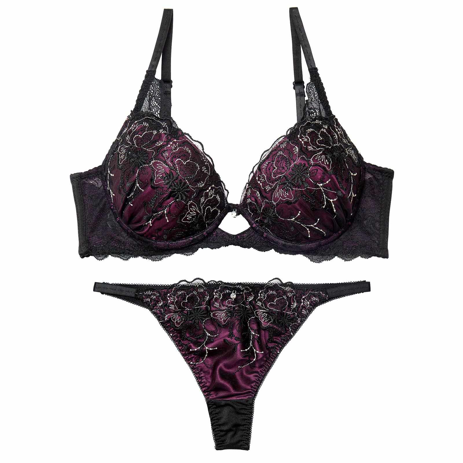 1/9新作!【三上悠亜着用】ディープノクターンフラワーブラジャー&Tバックショーツ