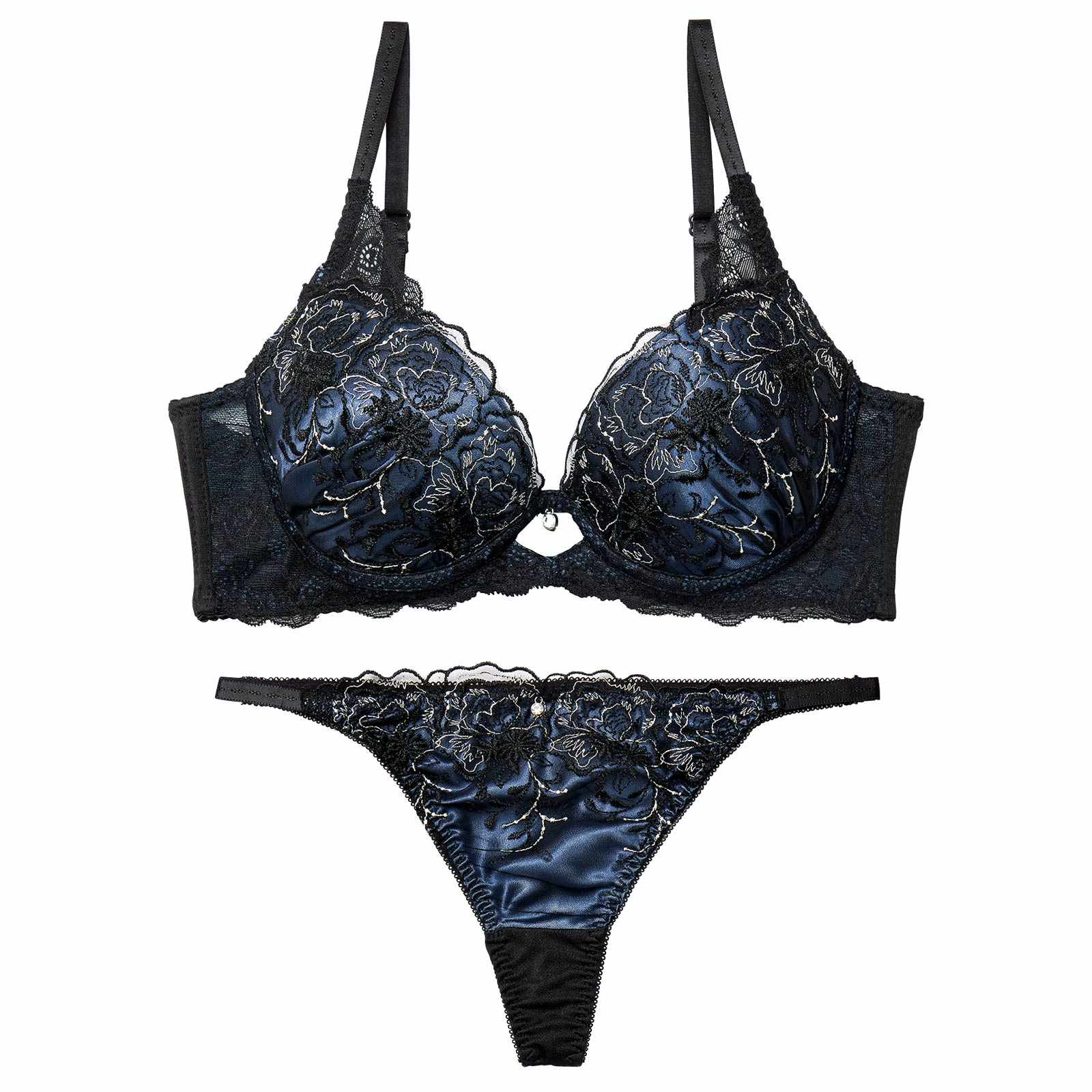 1/9新作!【三上悠亜着用】ディープノクターンフラワーブラジャー&Tバックショーツ