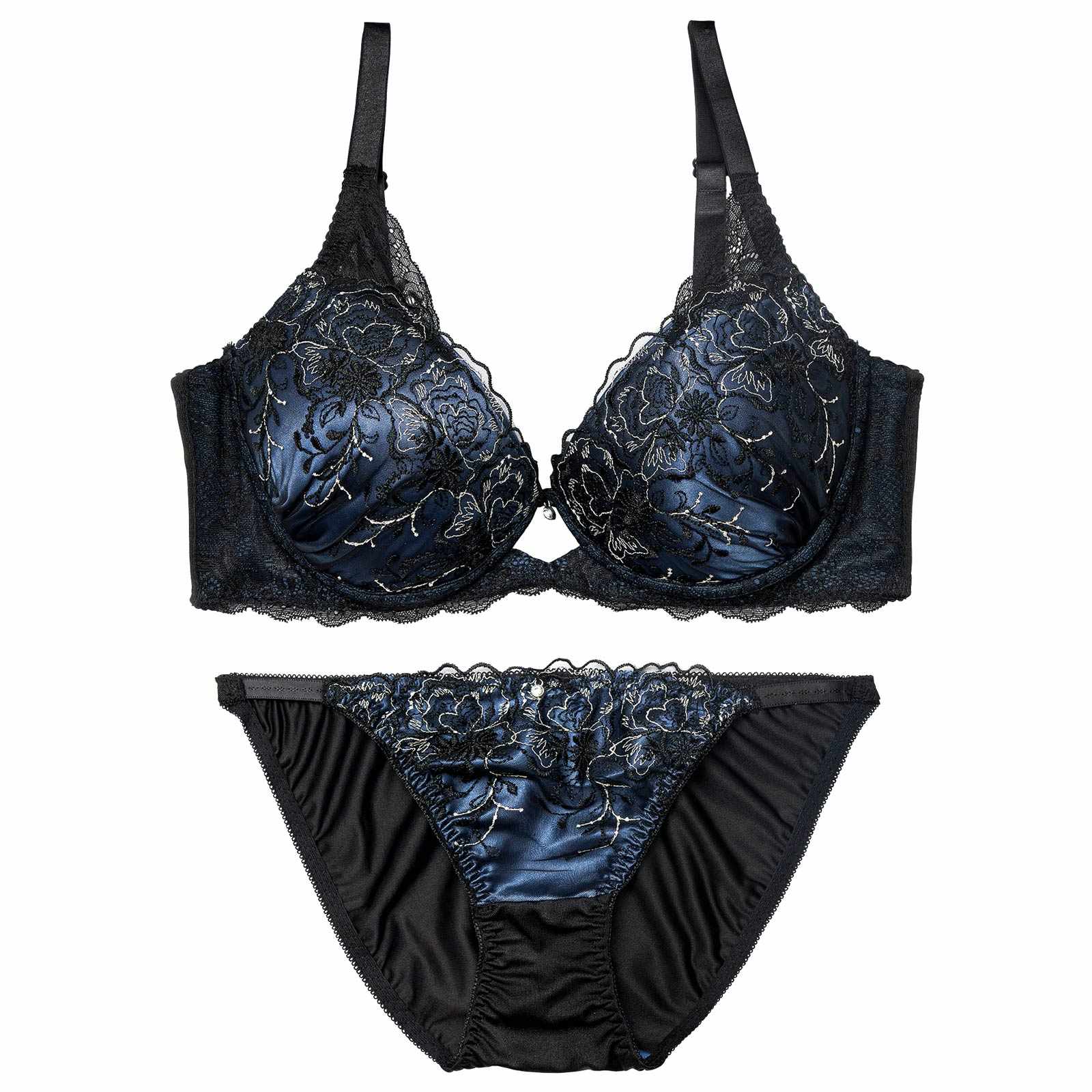 1/9新作!【三上悠亜着用】【EFサイズ】ディープノクターンフラワーブラジャー&フルバックショーツ