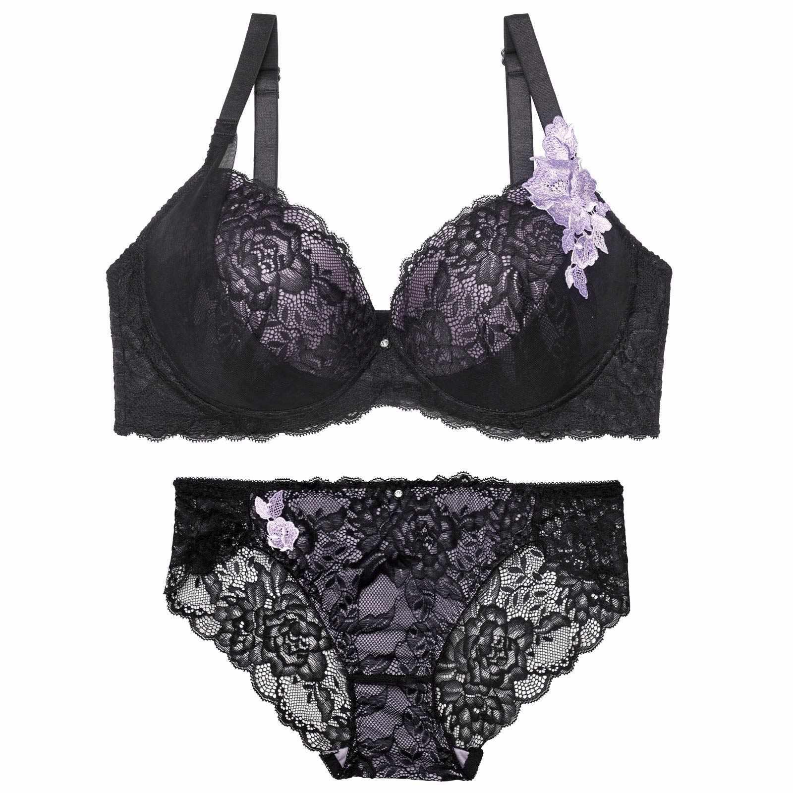 【三上悠亜着用】【EFサイズ】クラシックレーシィローズブラジャー&バック透けフルバックショーツ