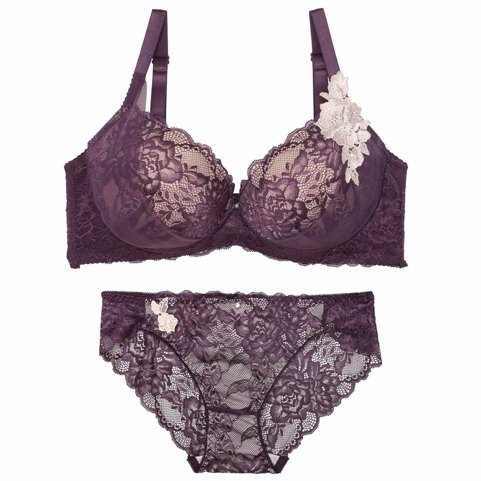 【三上悠亜着用】【EFサイズ】クラシックレーシィローズブラジャー&バック透けフルバックショーツ