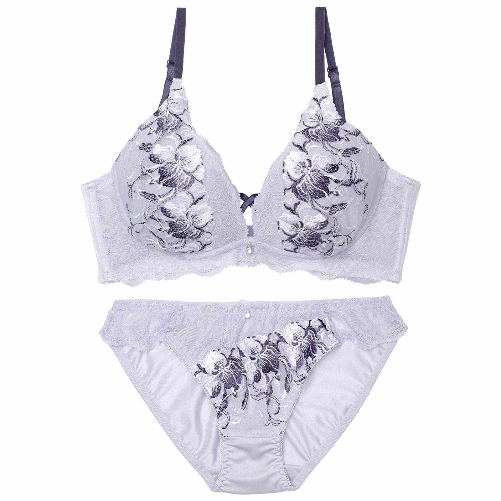 2/2新作!グレースクロスフラワー育乳脇高ブラジャー&フルバックショーツ