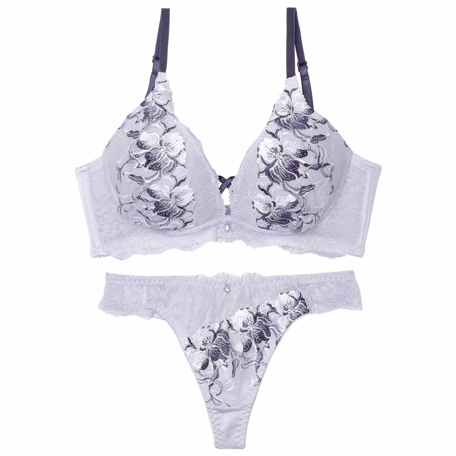 2/2新作!グレースクロスフラワー育乳脇高ブラジャー&Tバックショーツ