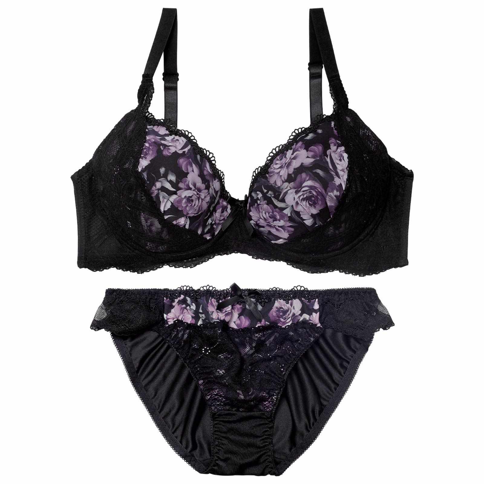 2/18新作!【EFサイズ】ピュアローズヴェールブラジャー&フルバックショーツ