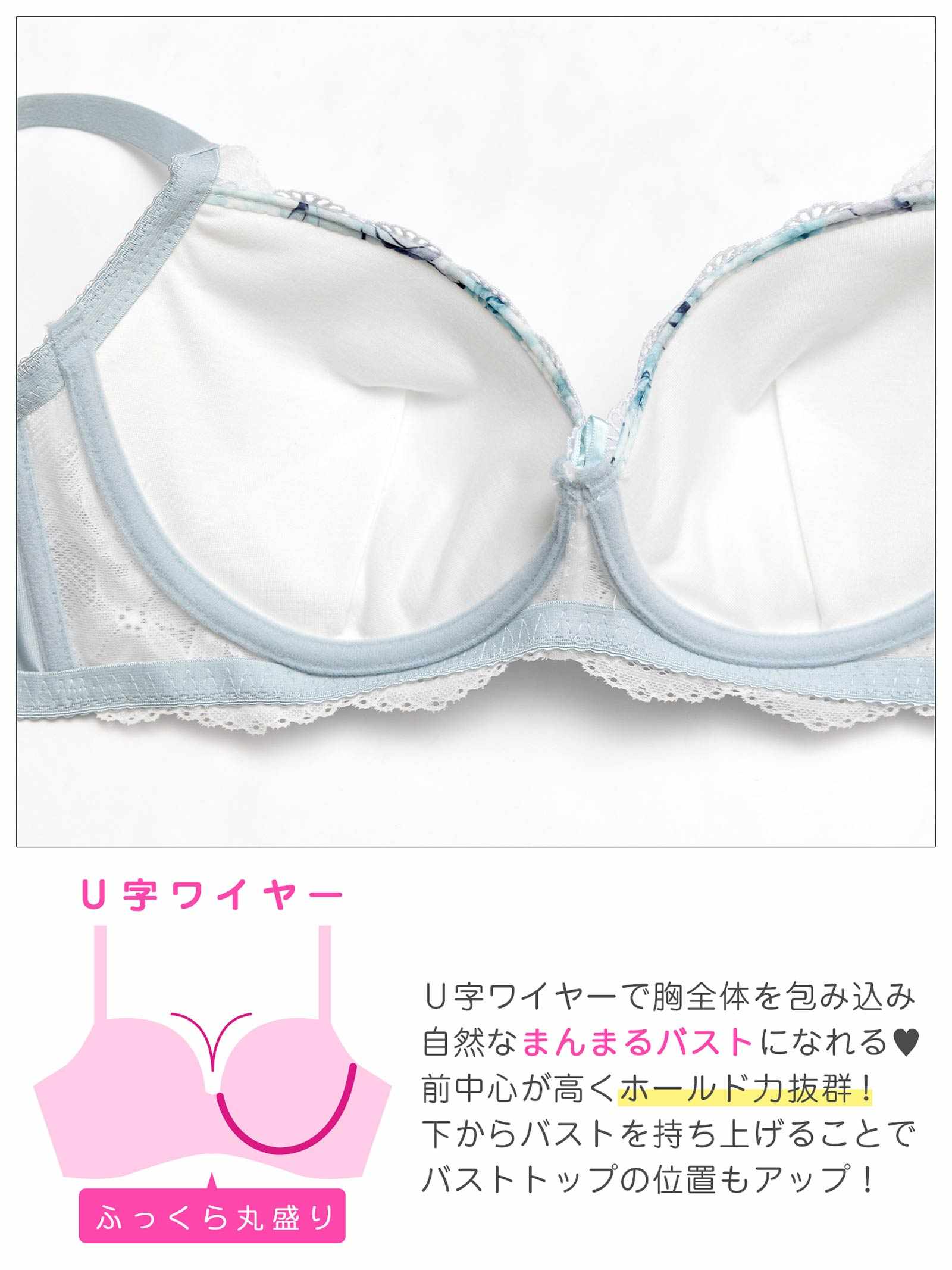 2/18新作!【EFサイズ】ピュアローズヴェールブラジャー&フルバックショーツ