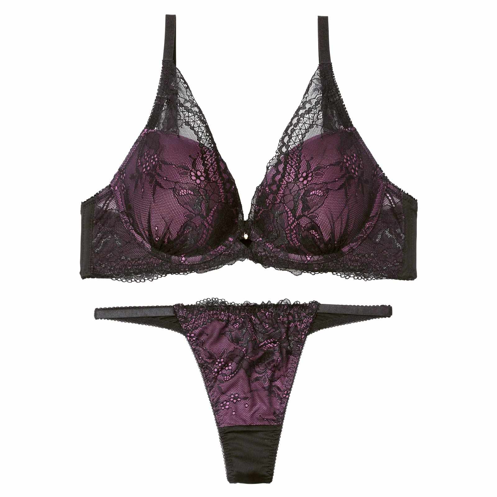 3/20新作!ミステリアスノワールレーシィブラジャー&Tバックショーツ