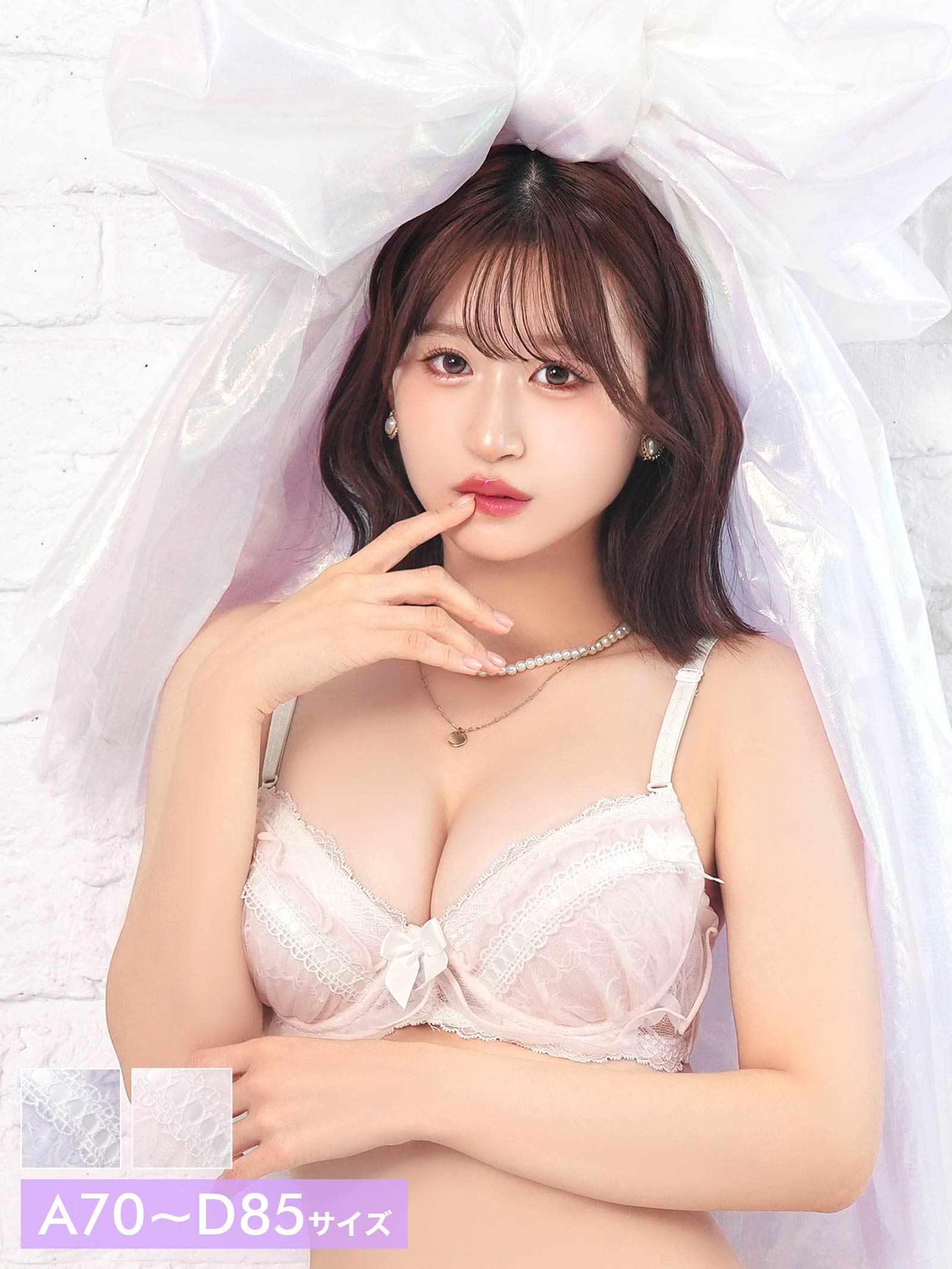 9/15新作!ピュアリーリボンレースブラジャー&フルバックショーツ