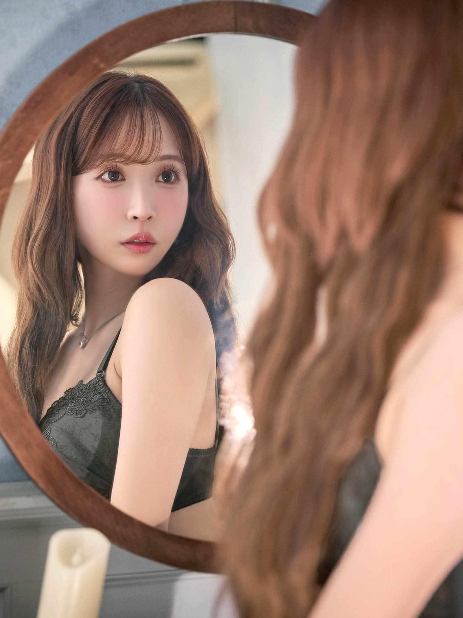 2/13新作!【三上悠亜着用】【EFサイズ】ブロッサムダークレースブラジャー&フルバックショーツ