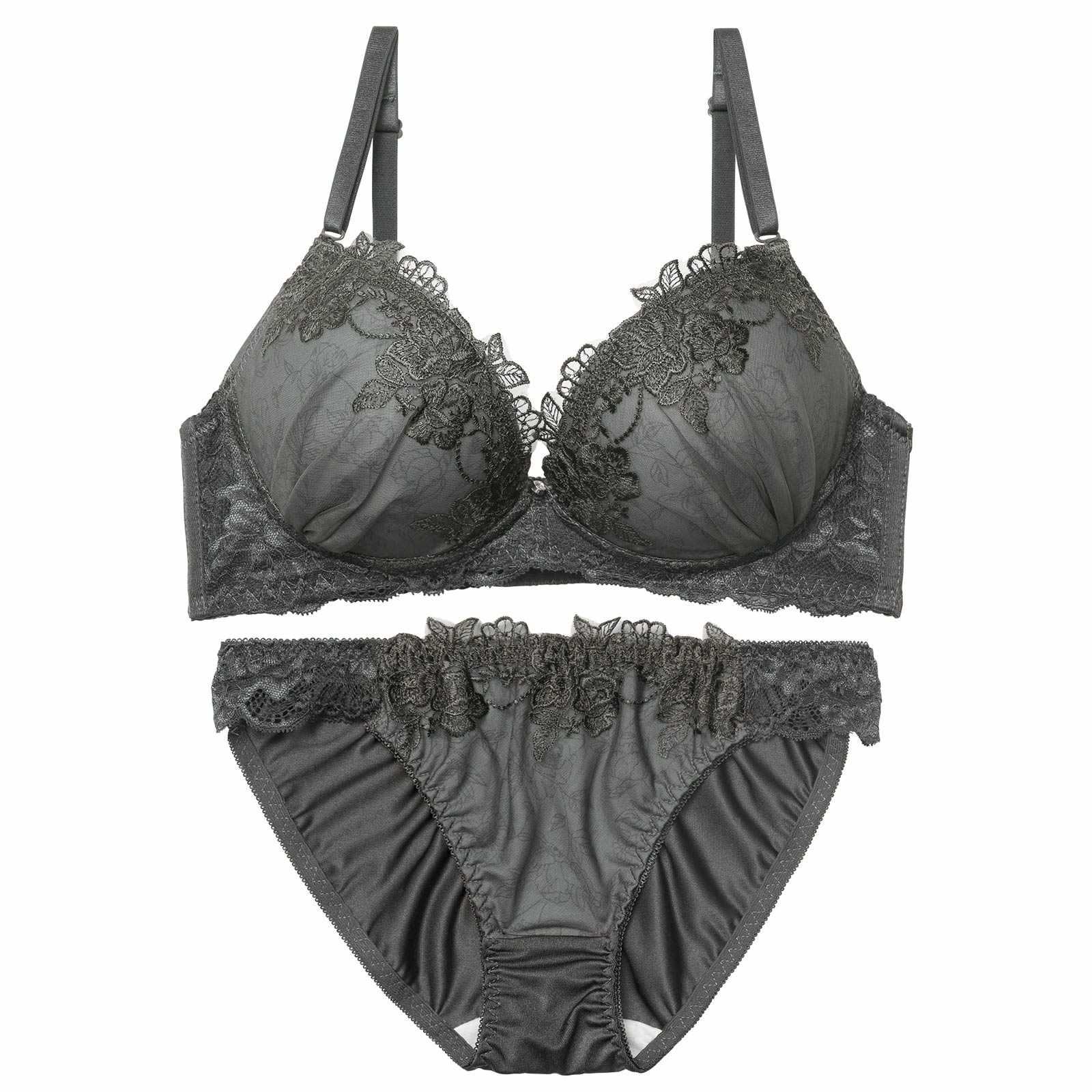 2/13新作!【三上悠亜着用】【EFサイズ】ブロッサムダークレースブラジャー&フルバックショーツ