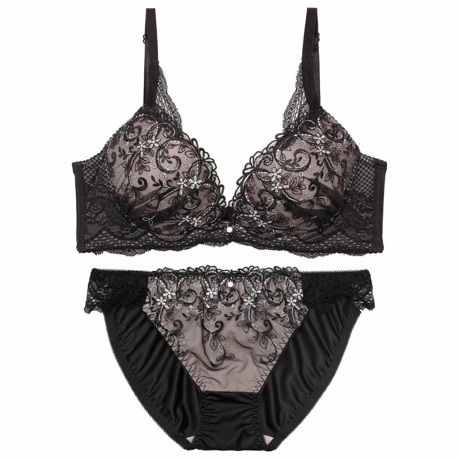 グレイスフラワーアイビー育乳脇高ブラジャー&フルバックショーツ