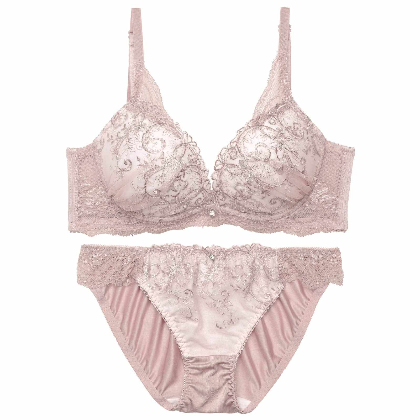 グレイスフラワーアイビー育乳脇高ブラジャー&フルバックショーツ