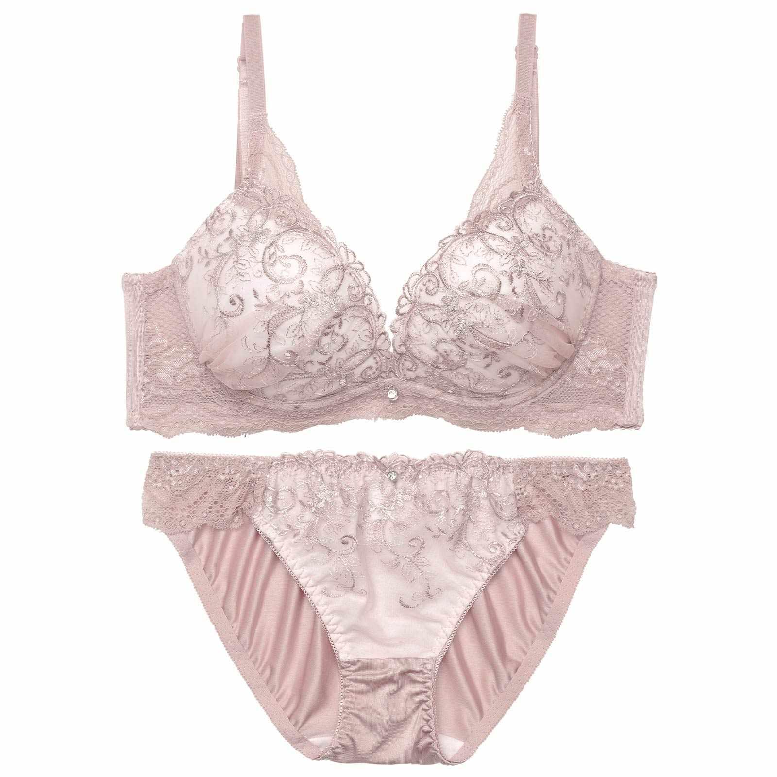 グレイスフラワーアイビー育乳脇高ブラジャー&フルバックショーツ