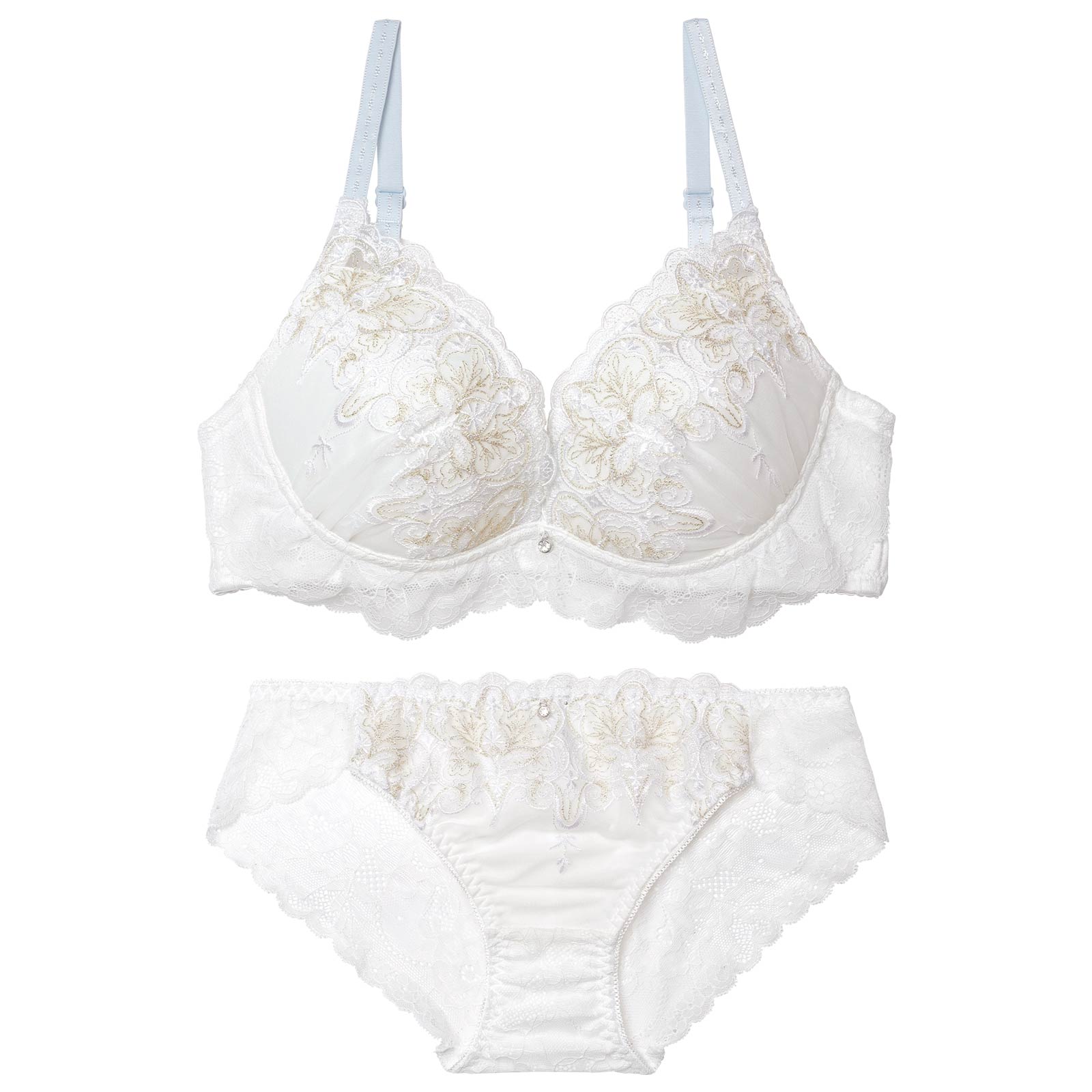 ルミナスティアラレースブラジャー&バック透けフルバックショーツ