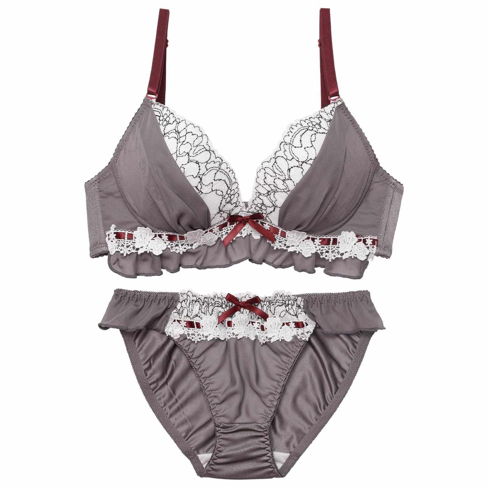 スウィートフリルシフォンブラジャー&フルバックショーツ