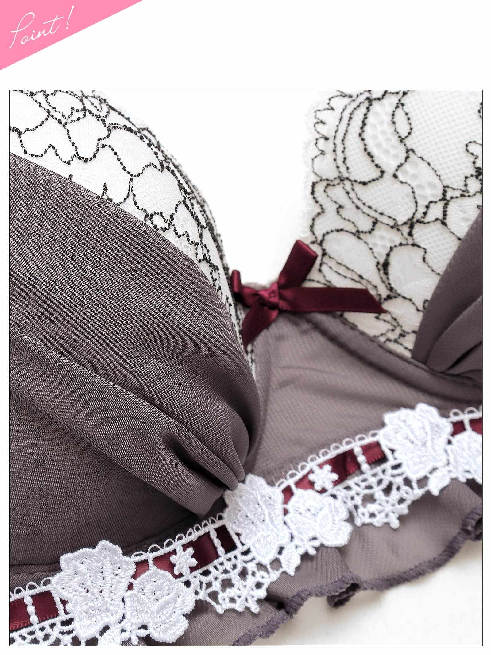 12/8新作!【EFサイズ】スウィートフリルシフォンブラジャー&フルバックショーツ