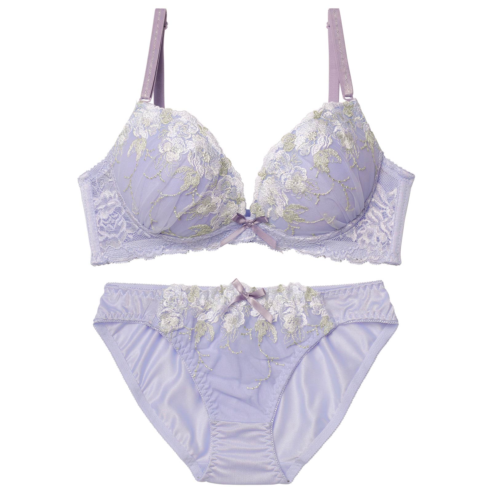 3/6新作!シャイニーフルール育乳脇高ブラジャー&フルバックショーツ