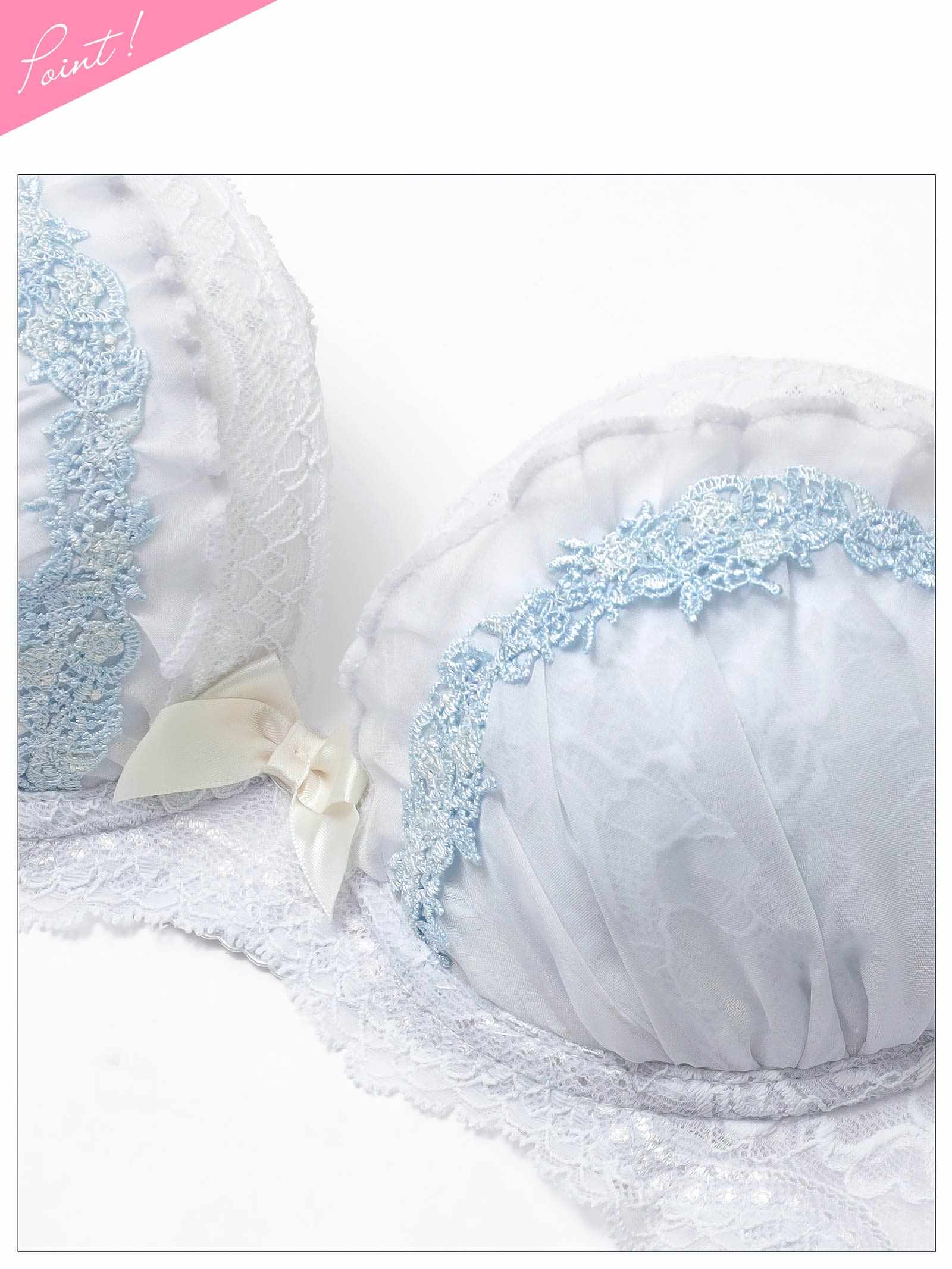 2/9新作!【EFサイズ】パステルスウィートフリルブラジャー&フルバックショーツ