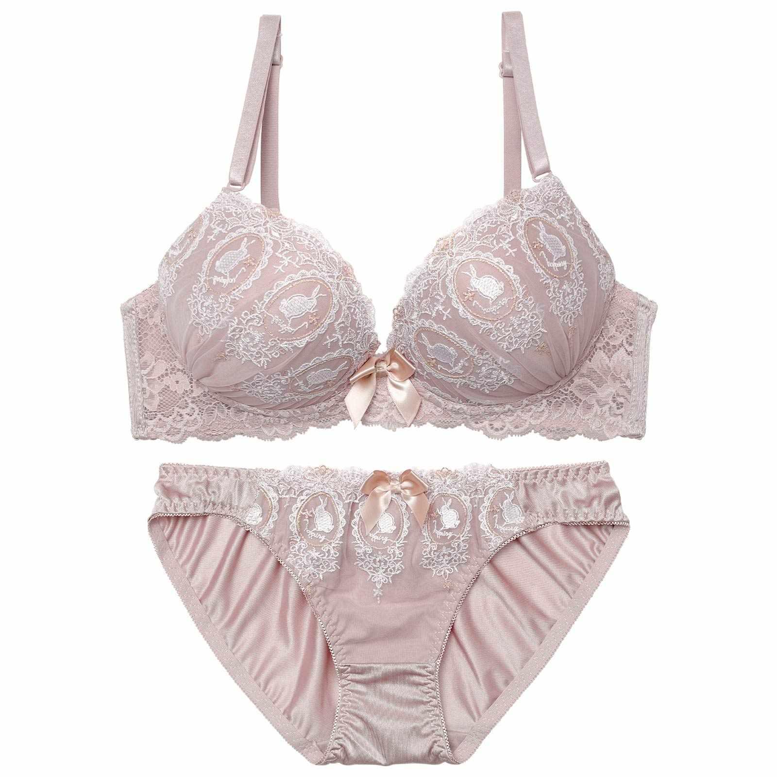 2/6新作!ガーリーラビットエンブロイダリーブラジャー&フルバックショーツ