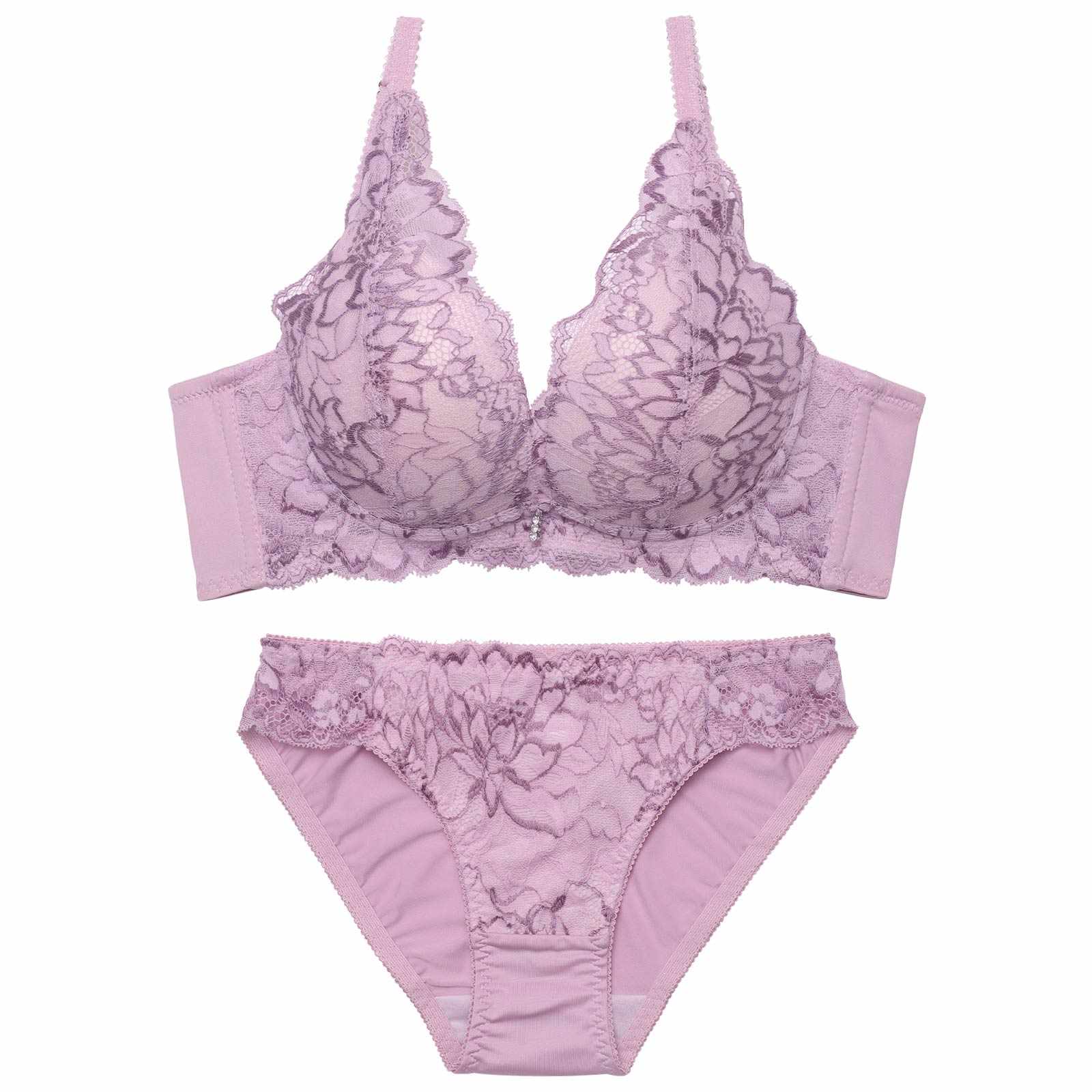 3/18新作!【EFサイズ】エレガントレースブルーム育乳脇高ブラジャー&フルバックショーツ