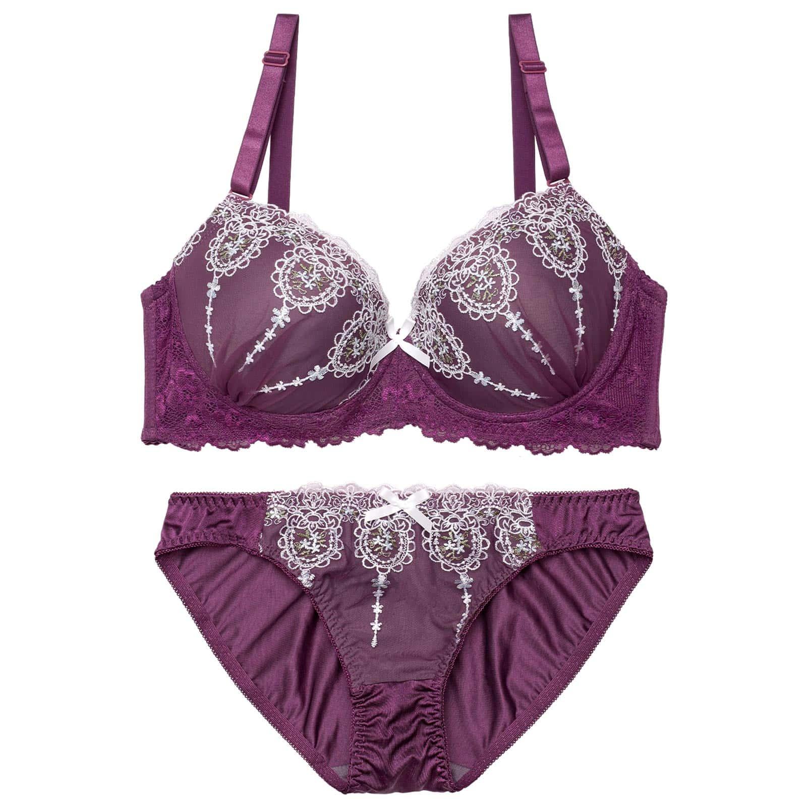 2/25新作!【EFサイズ】クラシカルフルーレットブラジャー&フルバックショーツ