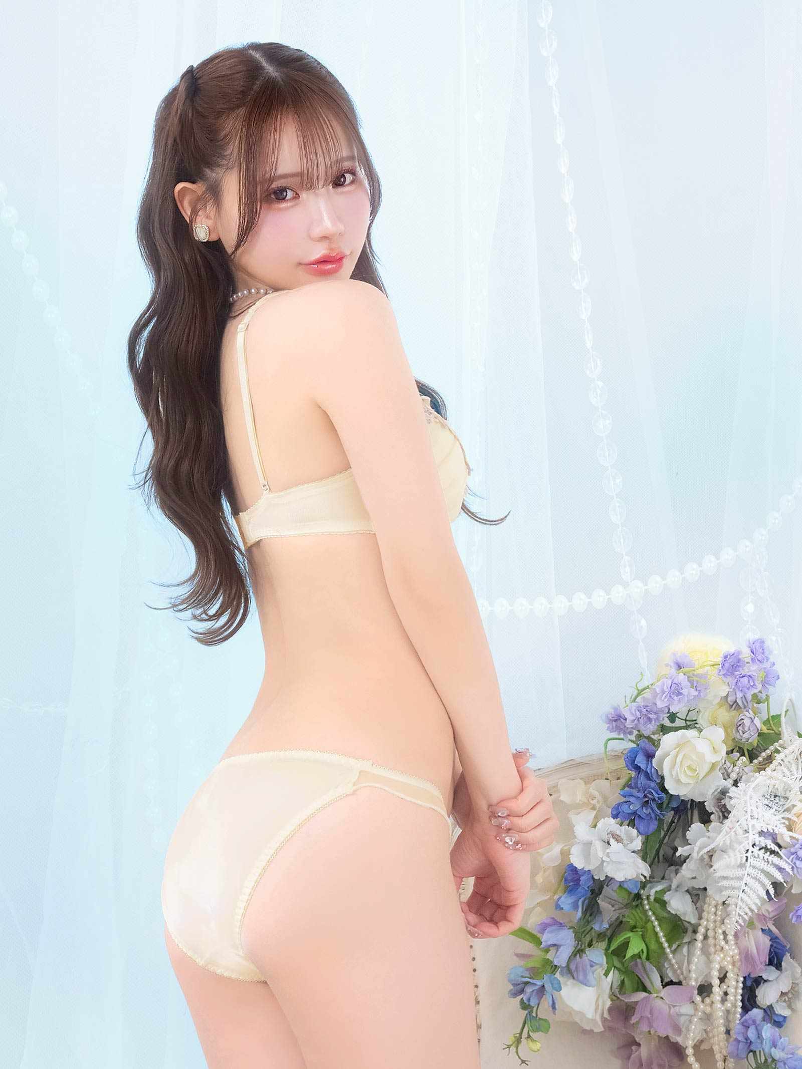 3/11新作!ブルーミングリボンフリルブラジャー&フルバックショーツ