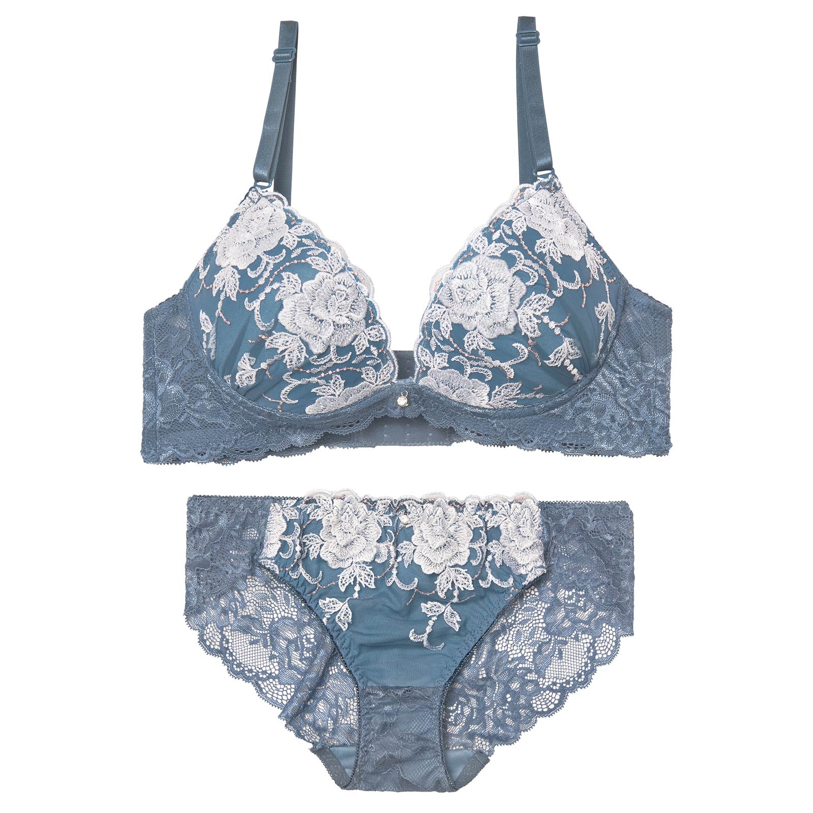 4/15新作!ラディアントフルール育乳脇高ブラジャー&バック透けフルバックショーツ