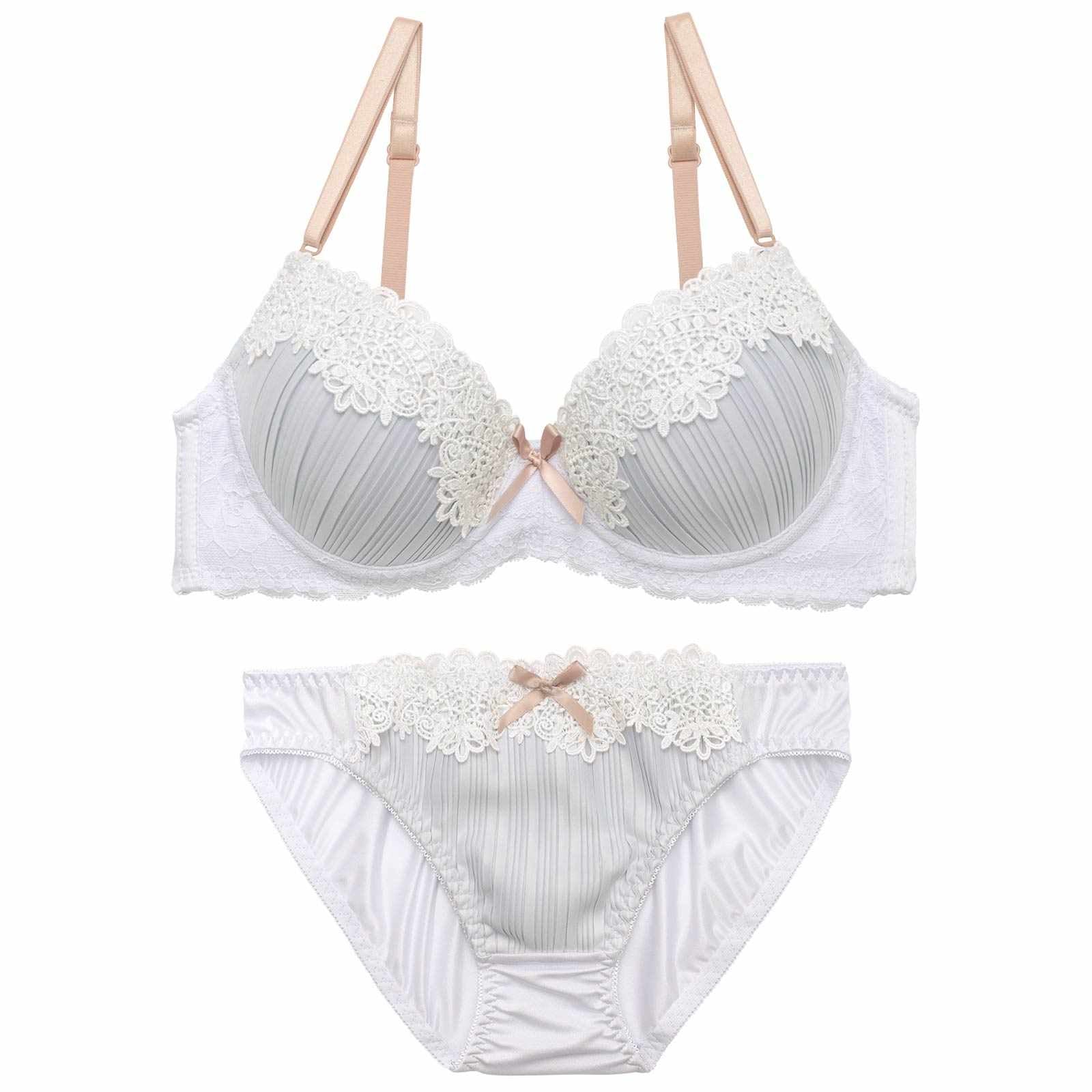 4/27新作!クラッシープリーツレースブラジャー&フルバックショーツ