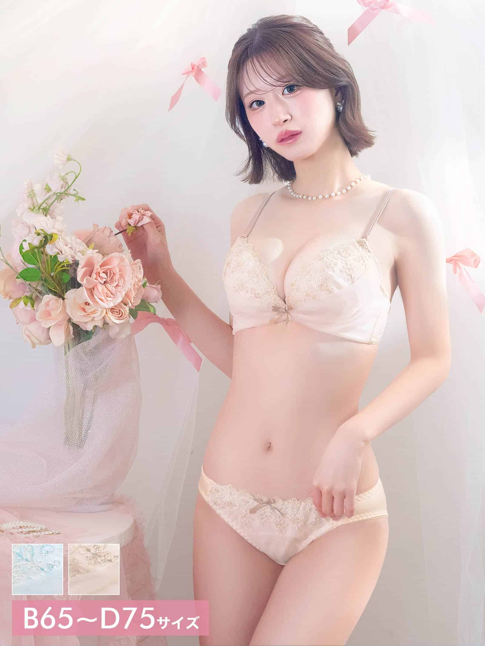 6/17新作!フェアリーチュールエンブロイダリーブラジャー&フルバックショーツ