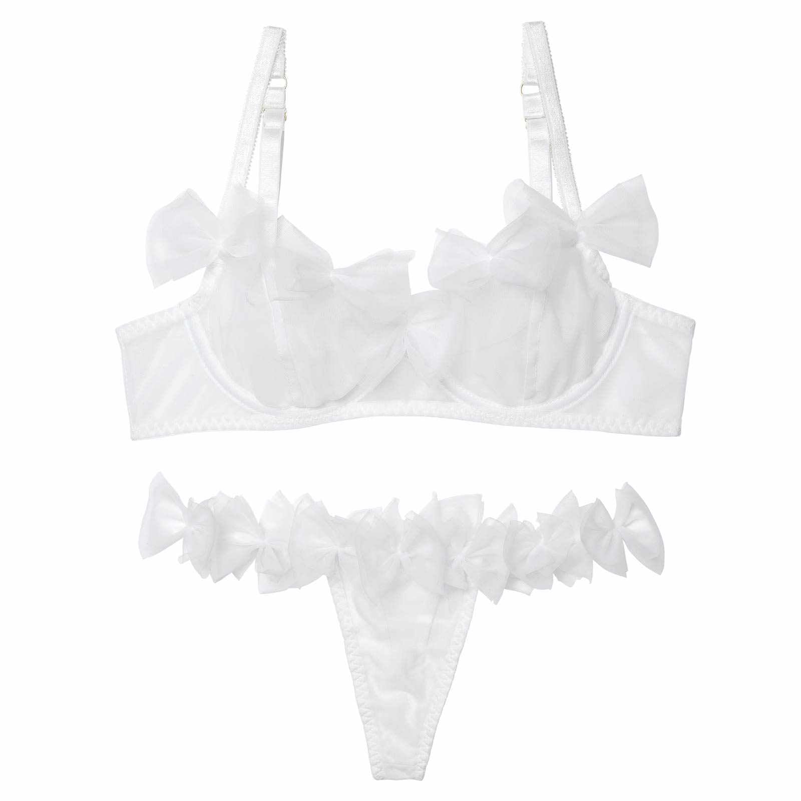 エアリーリボンチュールブラジャー&Tバックショーツ