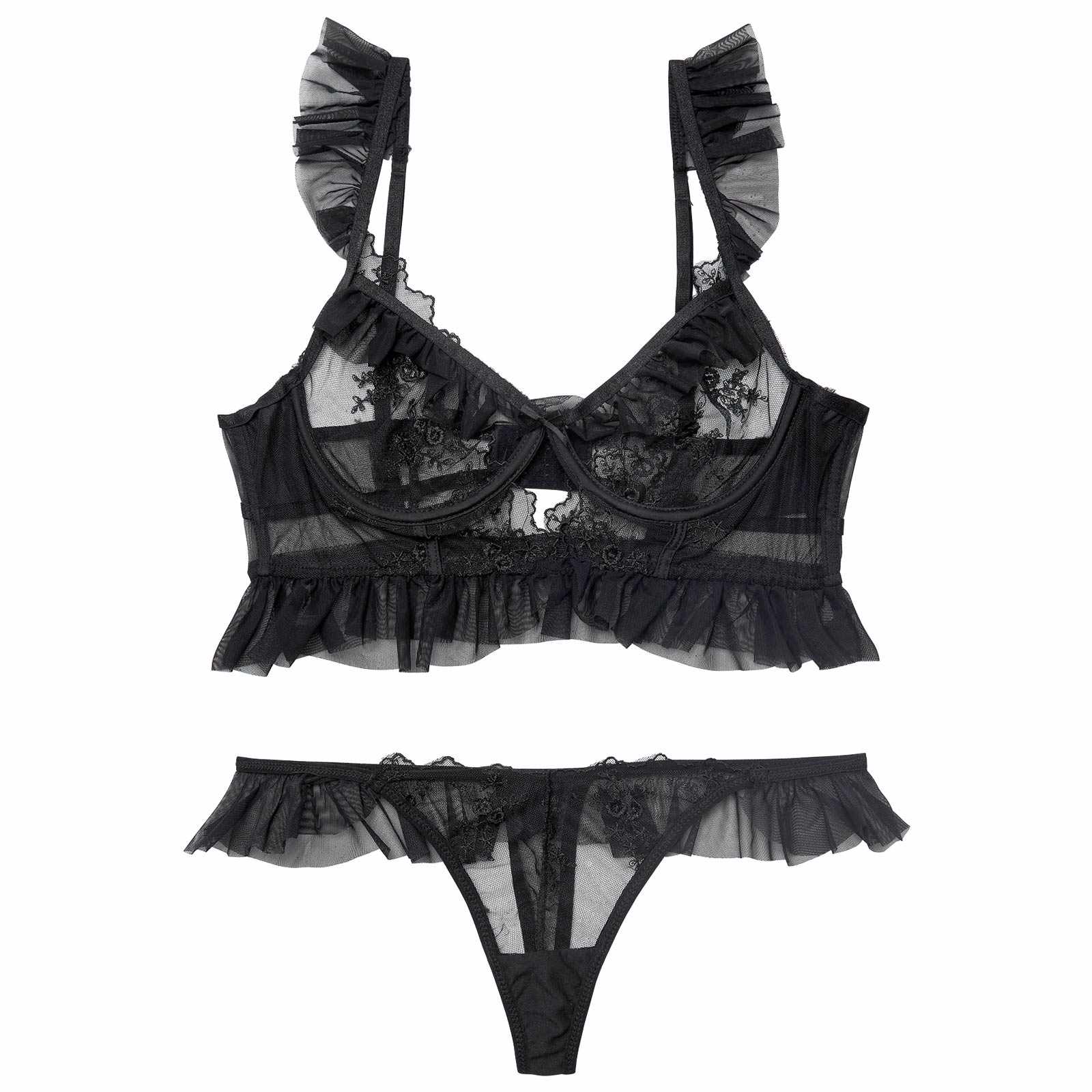 11/10新作!ドレッシーチュールフリルブラジャー&Tバックショーツ