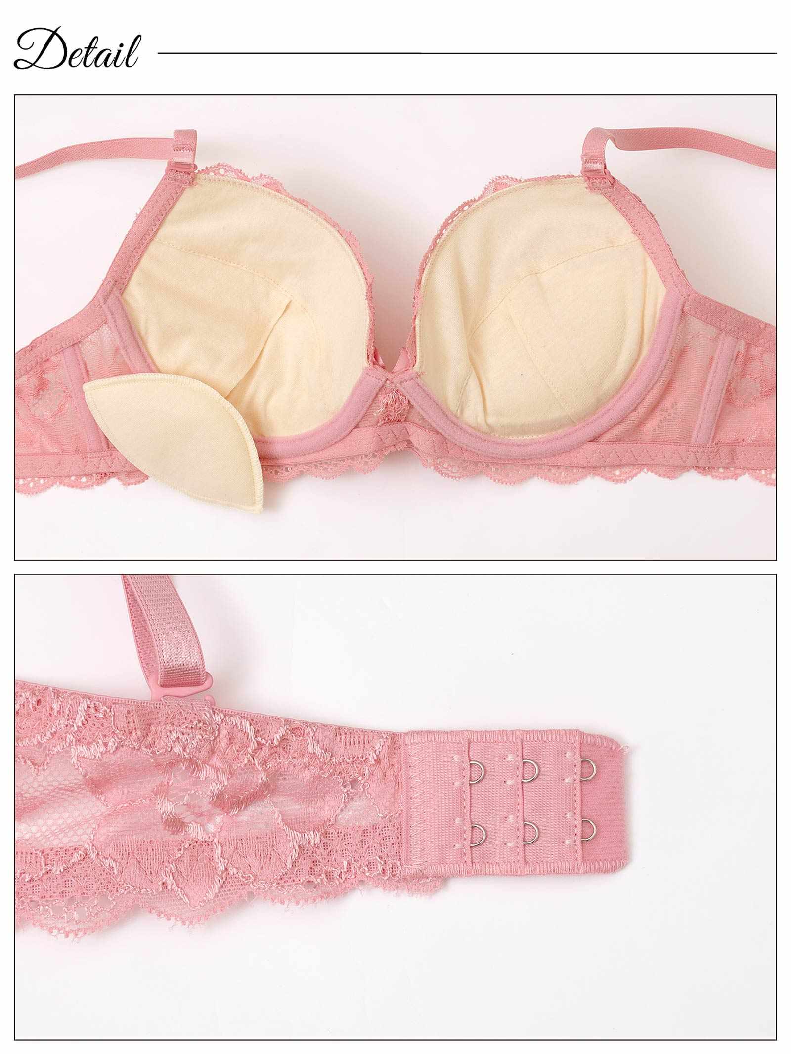 2/19新作!【3点セット】クラシカルヌーディーレースブラジャー&バック透けフルバック&Tバックショーツ