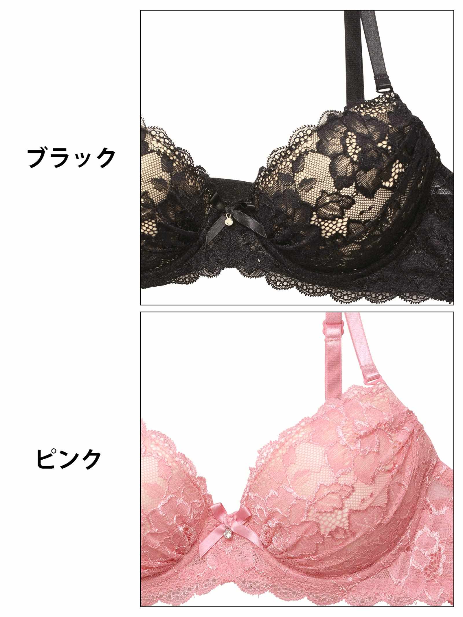 2/19新作!【3点セット】クラシカルヌーディーレースブラジャー&バック透けフルバック&Tバックショーツ