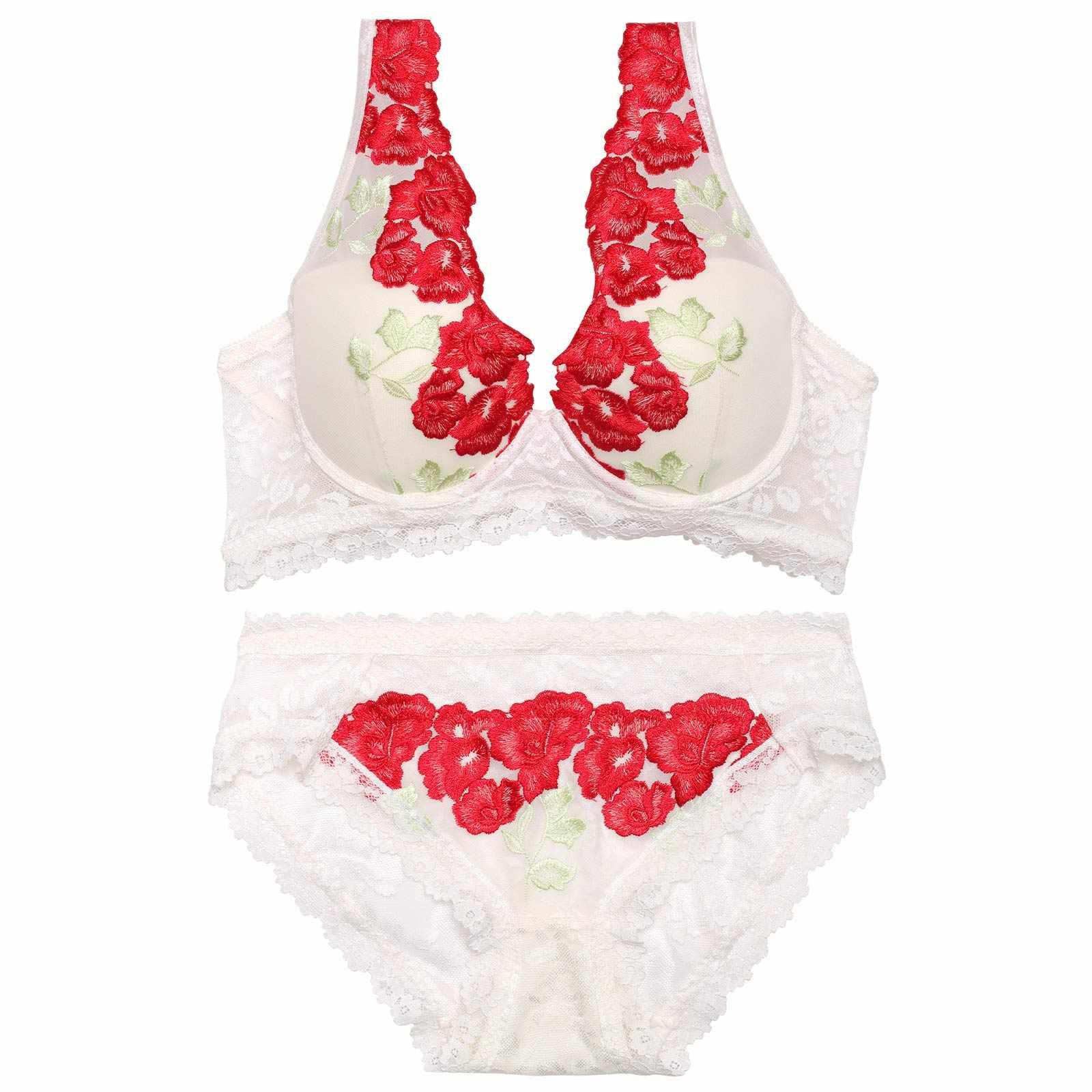 ゴージャスビビットローズブラジャー&バック透けフルバックショーツ - 【公式】247Lingerie