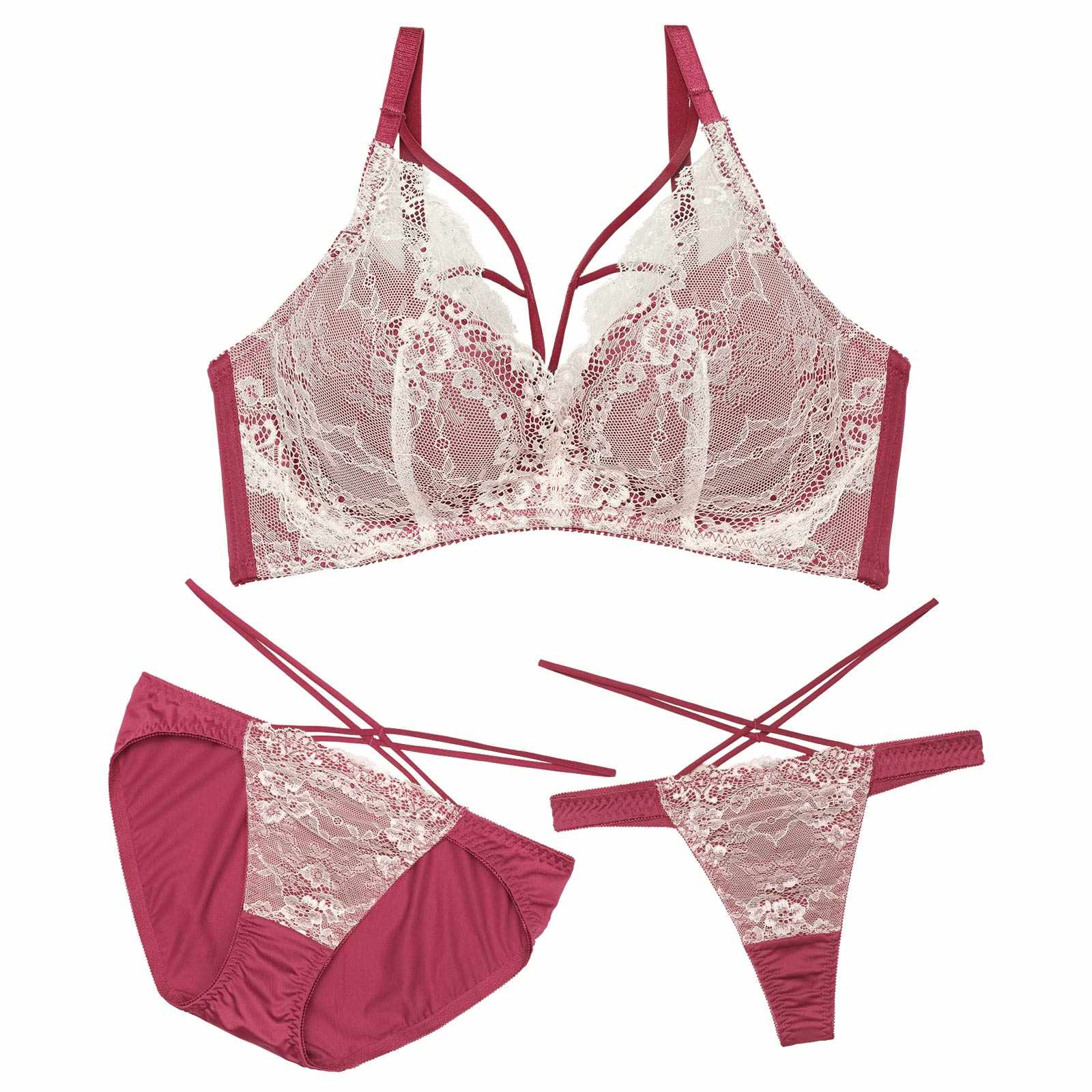 12/10新作!【3点セット】【EFサイズ】レーシィエレガントコード育乳脇高ブラジャー&フルバック&Tバックショーツ