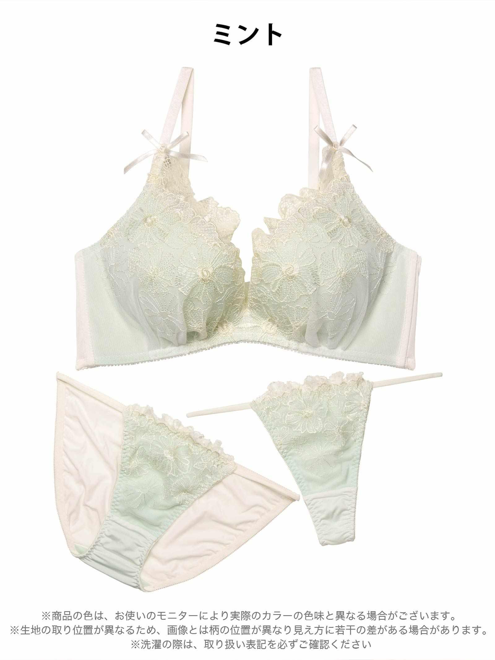 1/28新作!【かとゆり着用】【3点セット】メルティピュアフルール育乳脇高ブラジャー&フルバック&Tバックショーツ